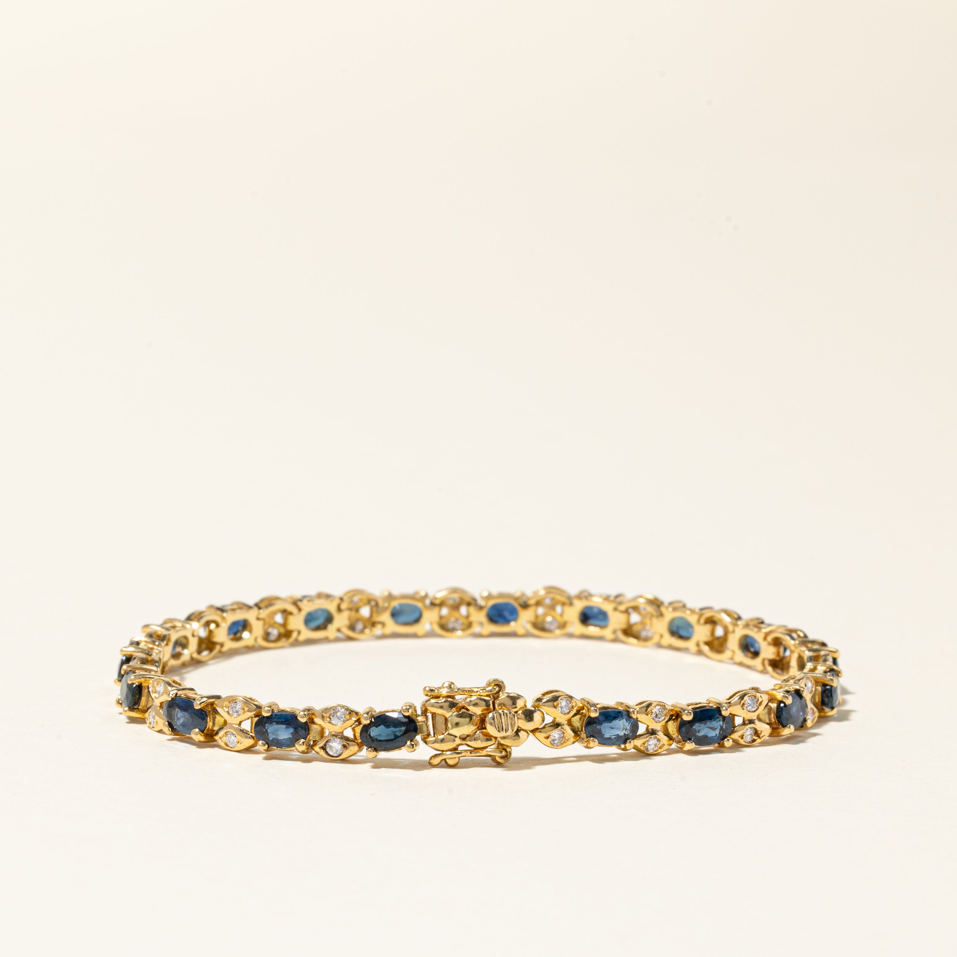 18K Yellow Gold Sapphire & Diamond Bracelet | 4.84ctw, 0.55ctw | 6.75" |