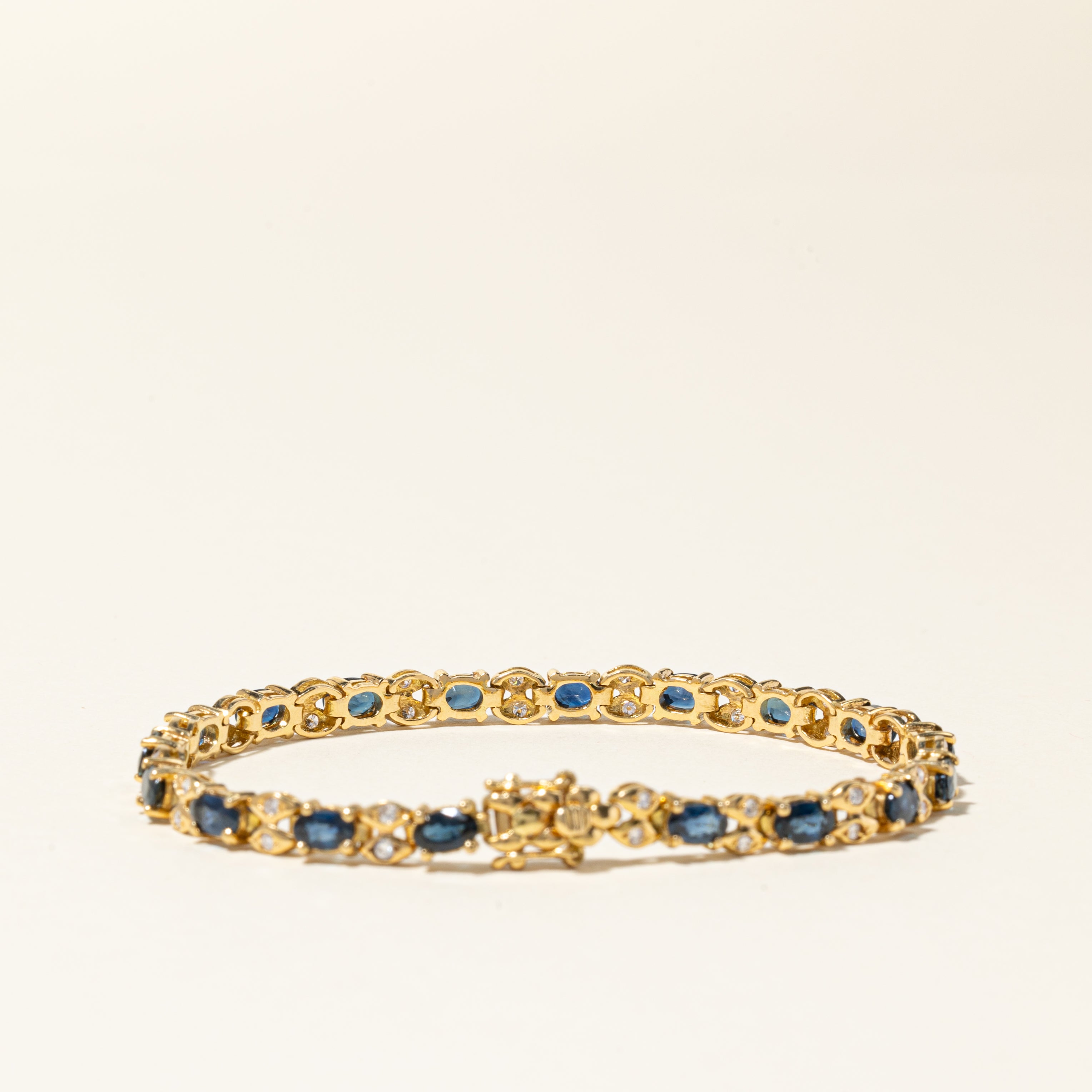 18K Yellow Gold Sapphire & Diamond Bracelet | 4.84ctw, 0.55ctw | 6.75" |