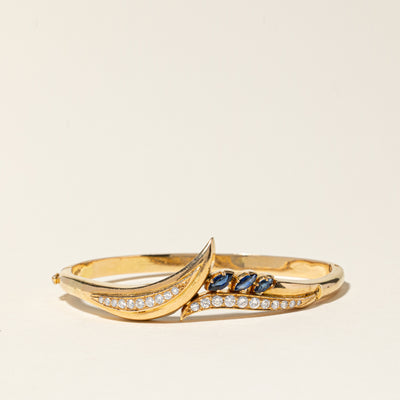 18K Yellow Gold Sapphire & Diamond Bangle | 0.91ctw, 0.53ctw | 6.5