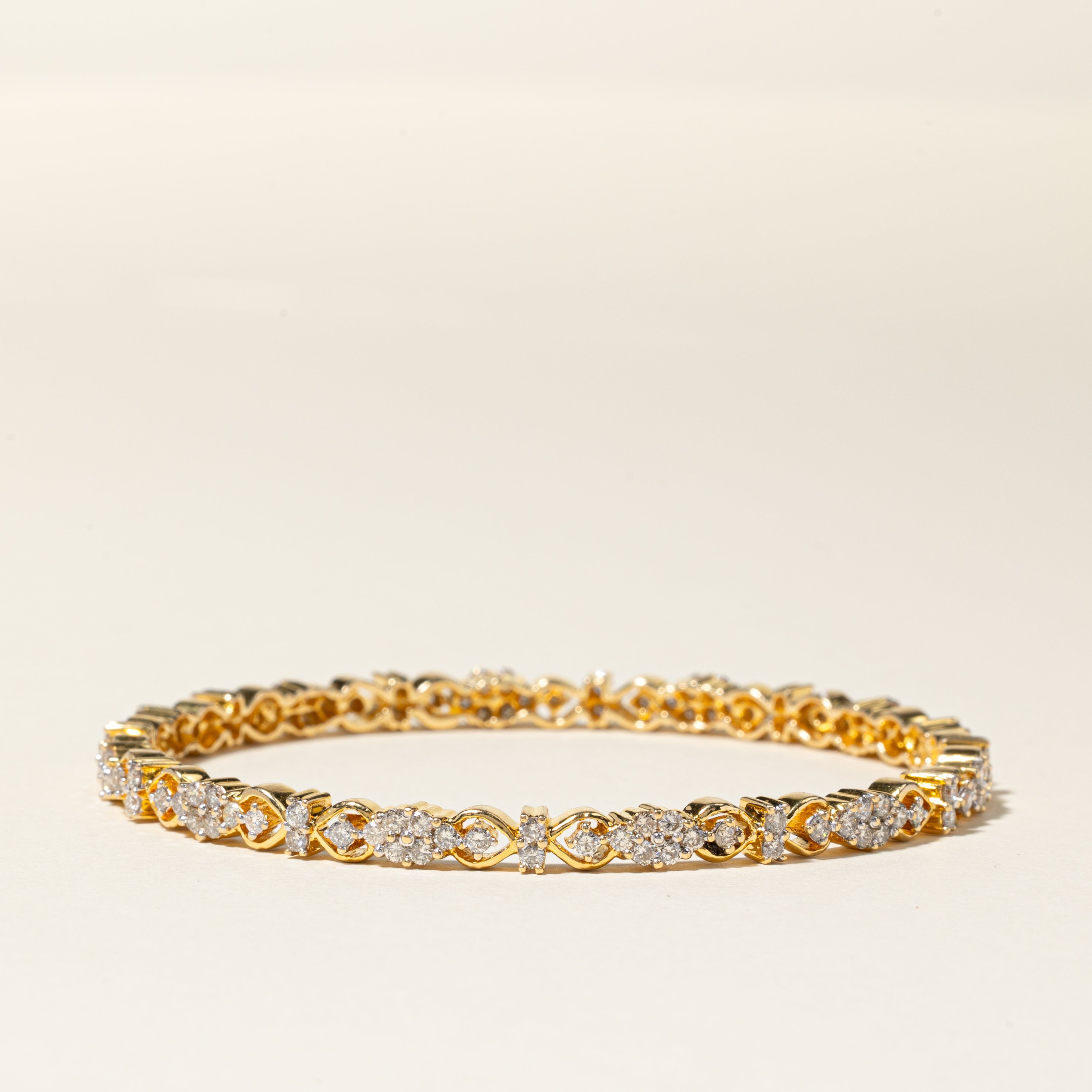 18K Yellow Gold Diamond Bangle | 4.02ctw | 8"
