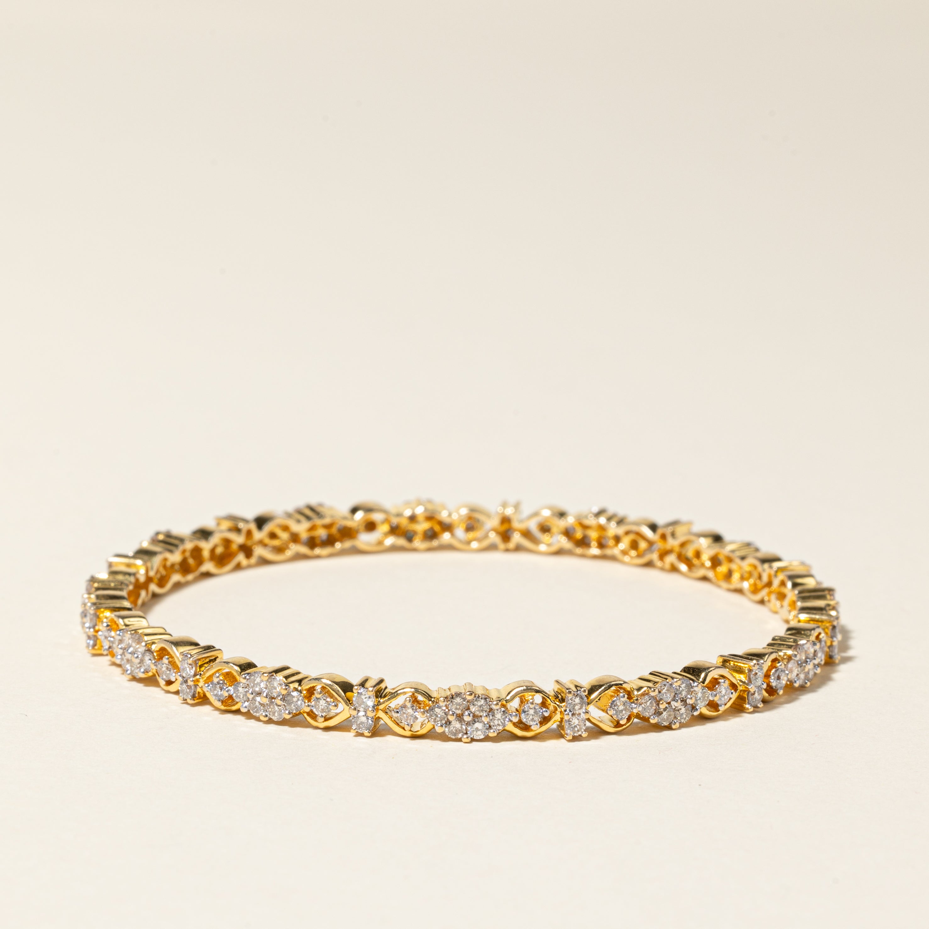18K Yellow Gold Diamond Bangle | 4.02ctw | 8"