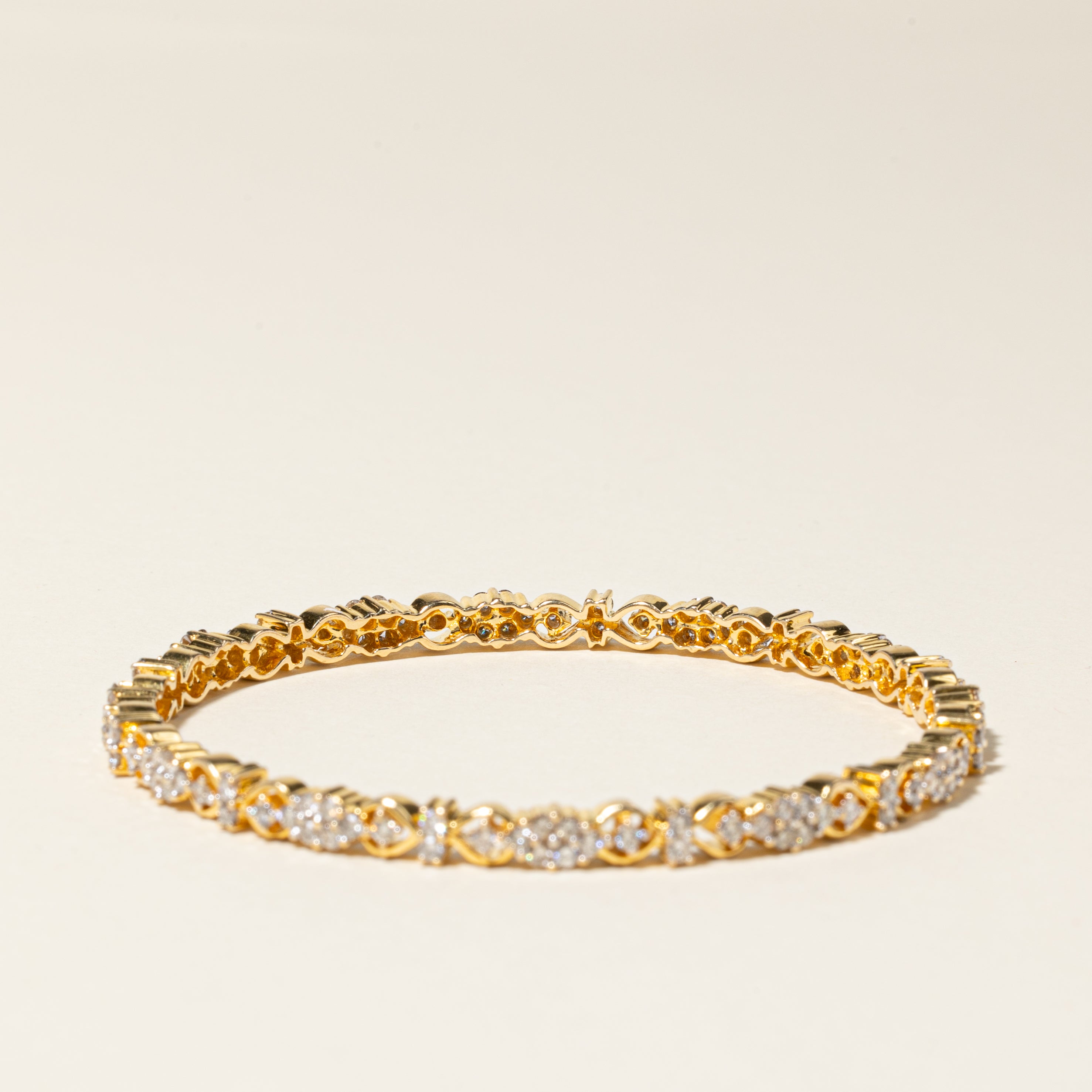18K Yellow Gold Diamond Bangle | 4.02ctw | 8"