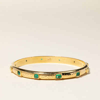 18K Yellow Gold Emerald Bangle | 1.93ctw | 7.75