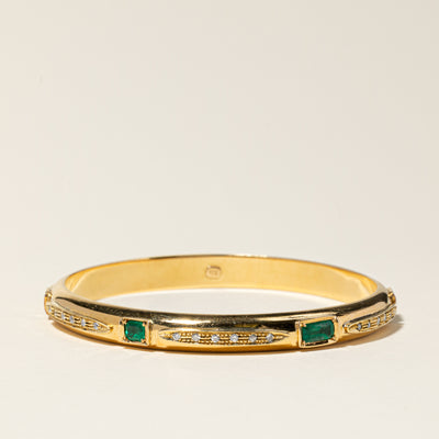 18K Yellow Gold Emerald & Diamond Bangle | 0.55ctw, 2.81ctw | 7.75