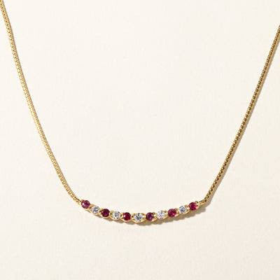 14K Yellow Gold Ruby and Diamond Necklace | 0.73ctw, 0.53ctw | 15