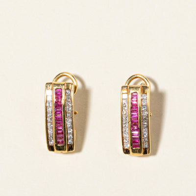 18K Yellow Gold Ruby & Diamond Earrings | 0.85ctw, 0.63ctw |