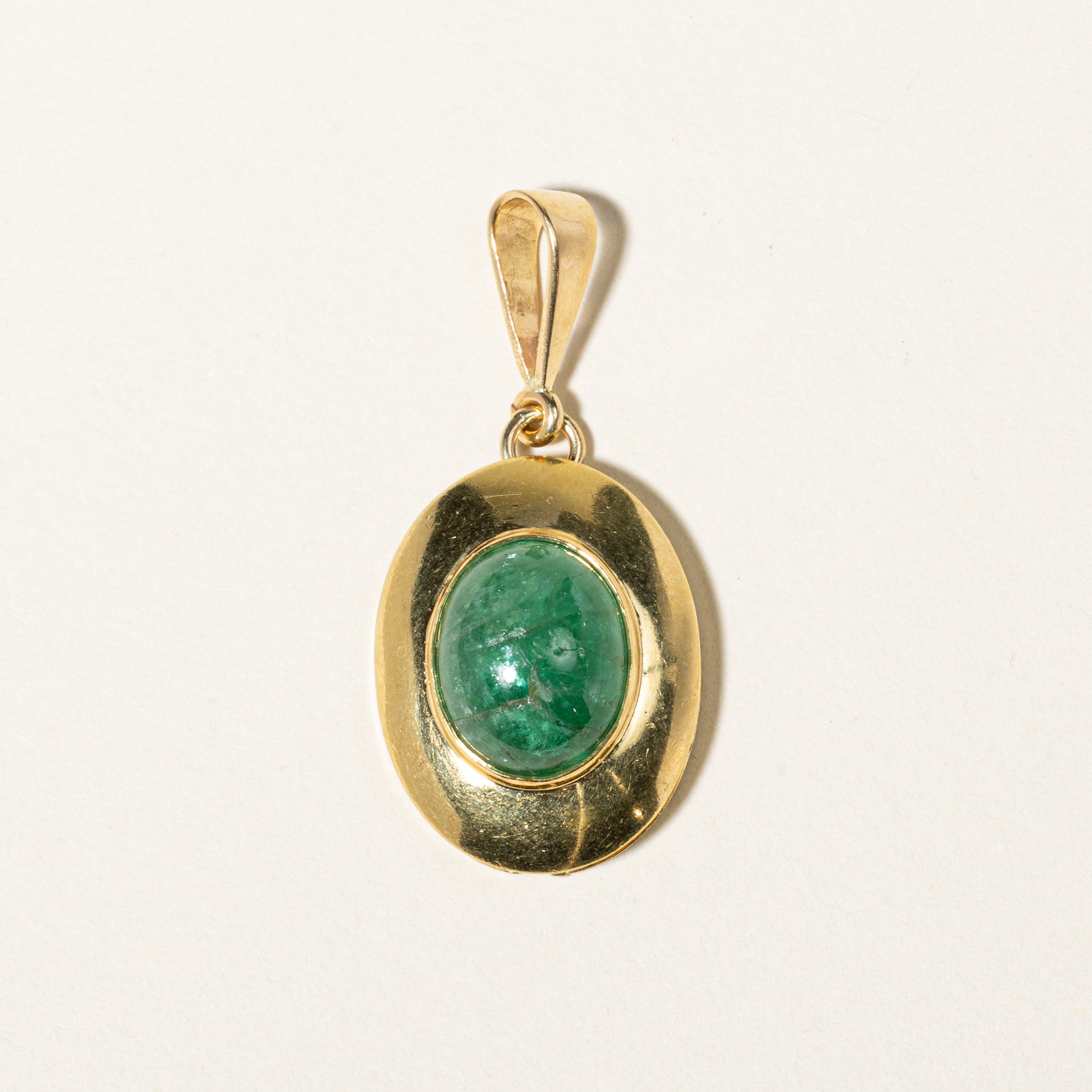 18K Yellow Gold Emerald Pendant | 5.68ctw |