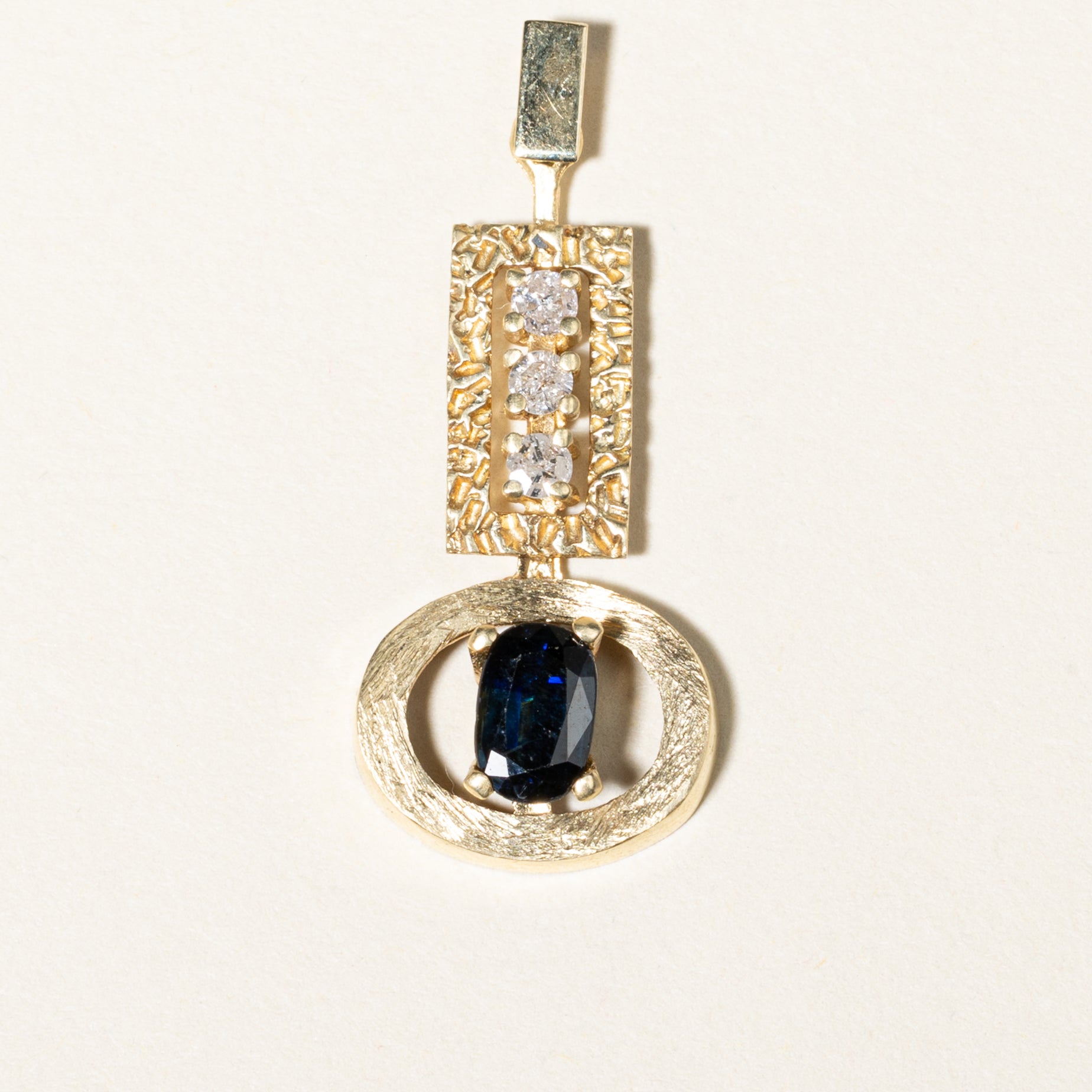 14K Yellow Gold Sapphire & Diamond Pendant | 0.20ctw, 1.09ctw |