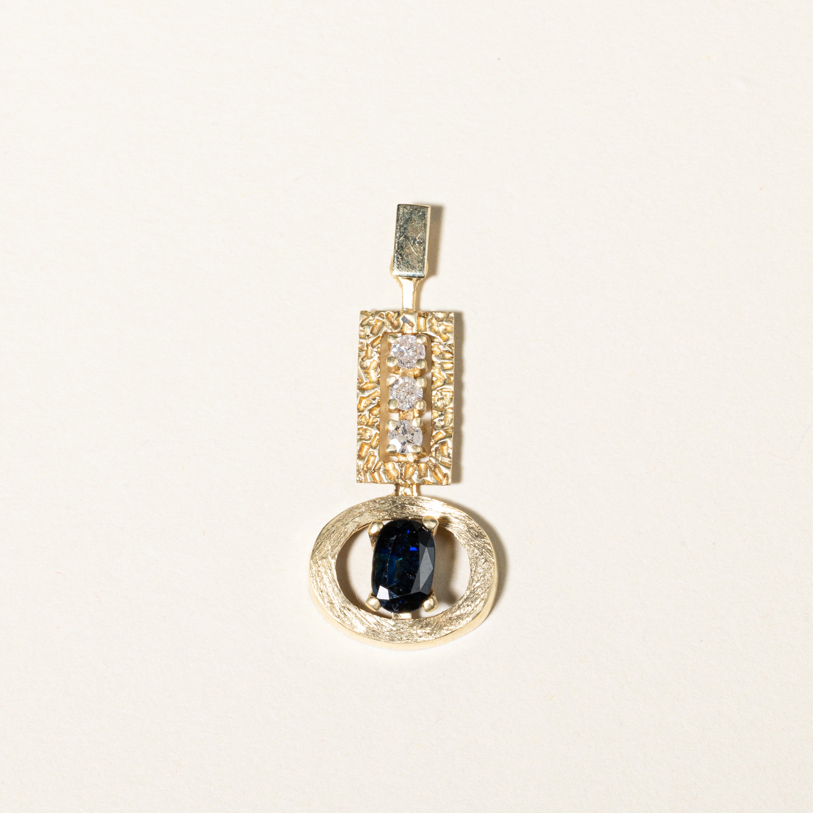 14K Yellow Gold Sapphire & Diamond Pendant | 0.20ctw, 1.09ctw |