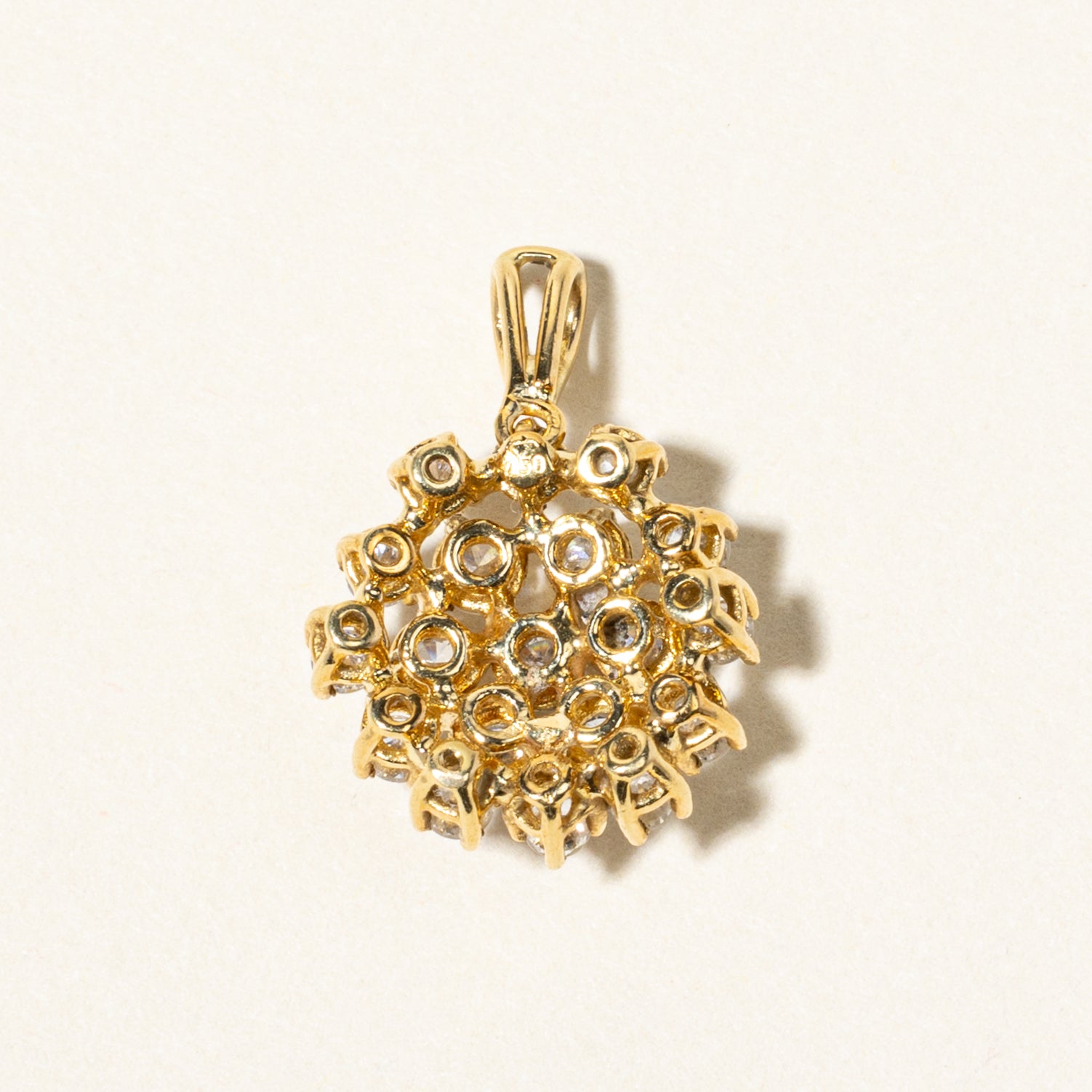 18K Yellow Gold Diamond Cluster Pendant | 1.05ctw |