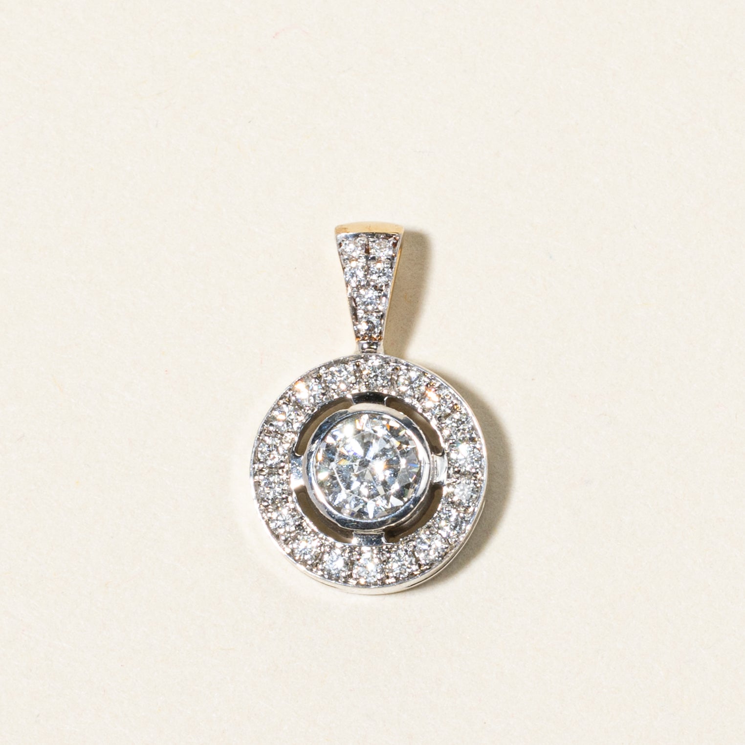 14K White Gold Diamond Open Halo Pendant | 0.85ctw |