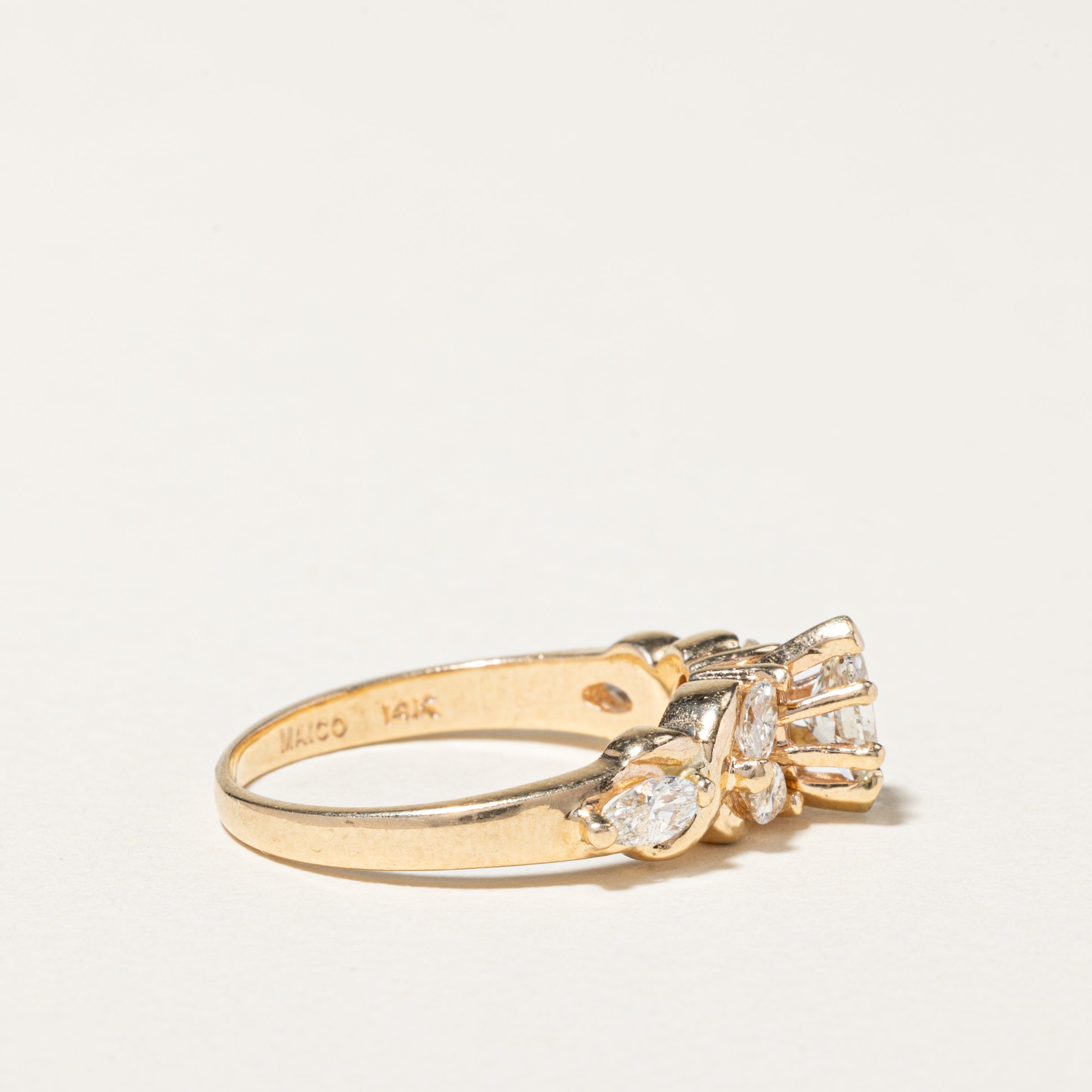 14K Yellow Gold Marquise Cut Diamond Ring | 0.97ctw | SZ 6.75