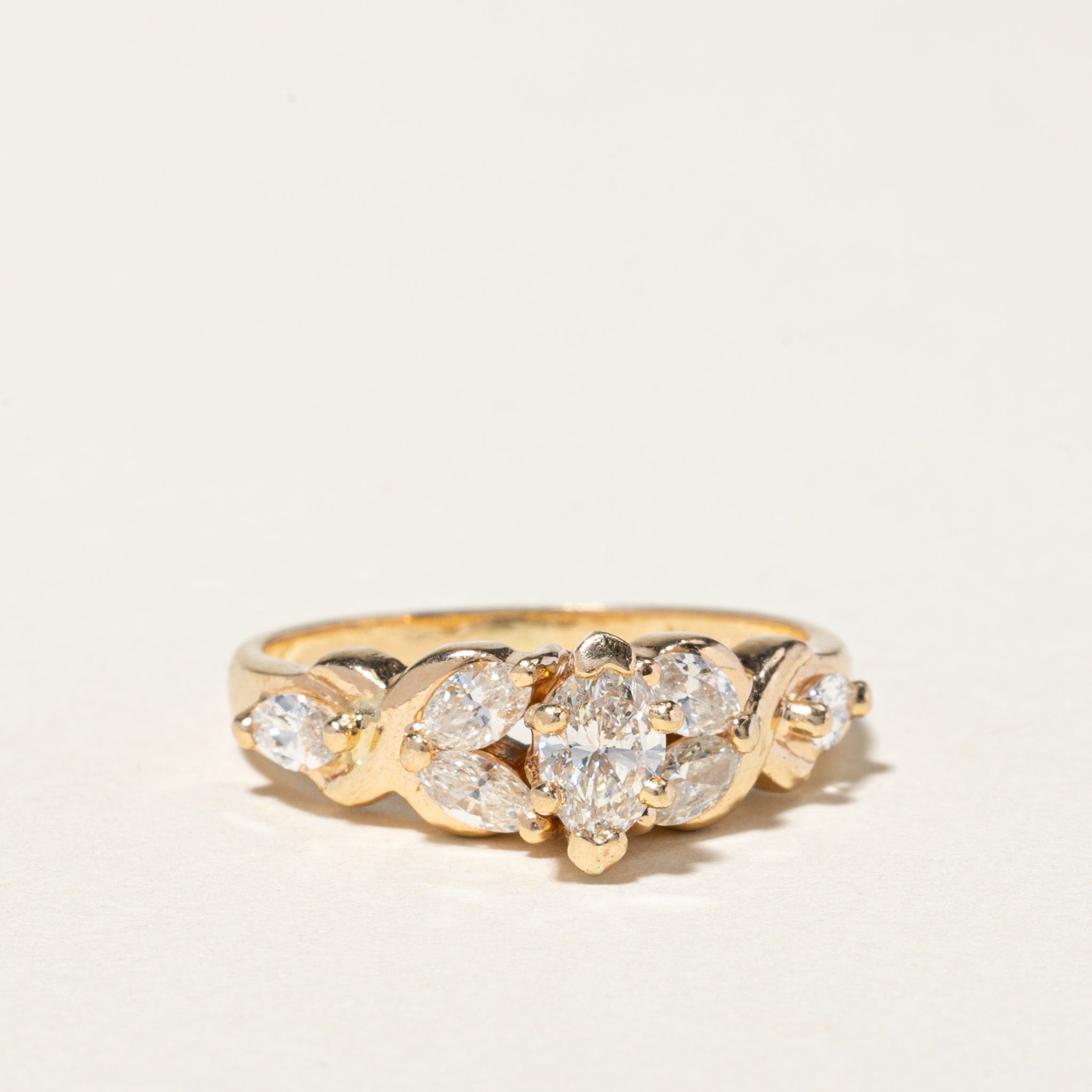 14K Yellow Gold Marquise Cut Diamond Ring | 0.97ctw | SZ 6.75