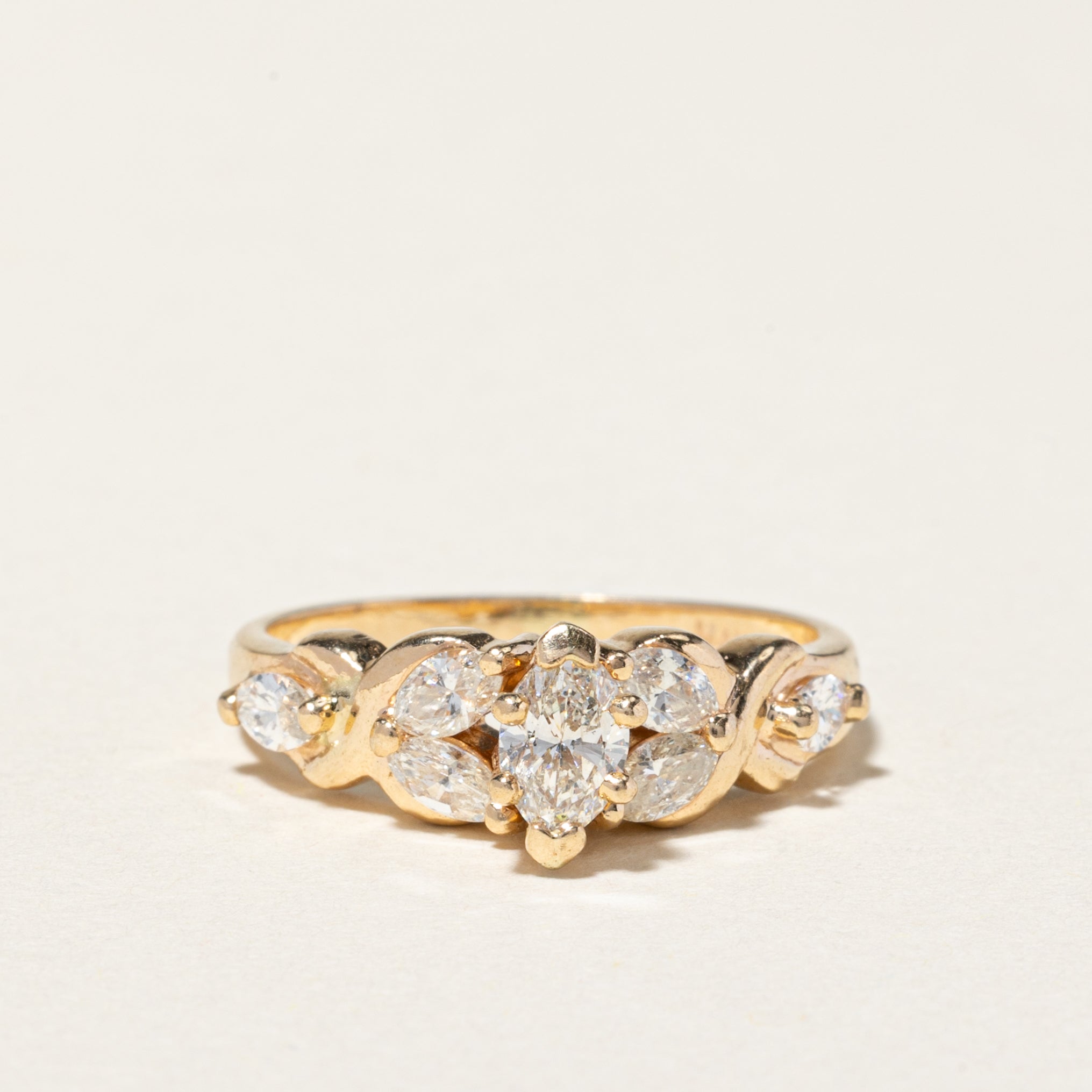 14K Yellow Gold Marquise Cut Diamond Ring | 0.97ctw | SZ 6.75