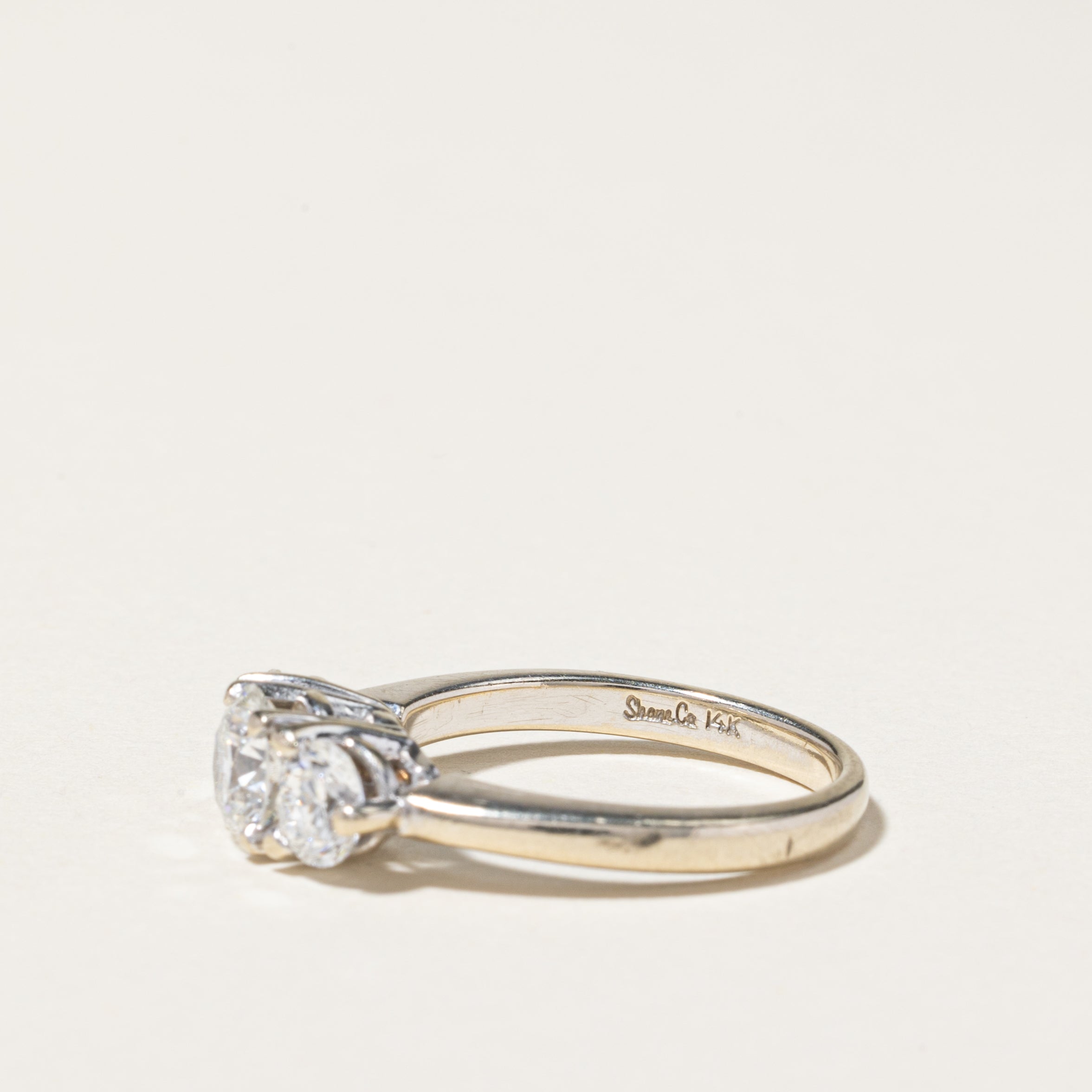 14K White Gold Three Stone Diamond Engagement Ring | 1.50ctw | SZ 5.75