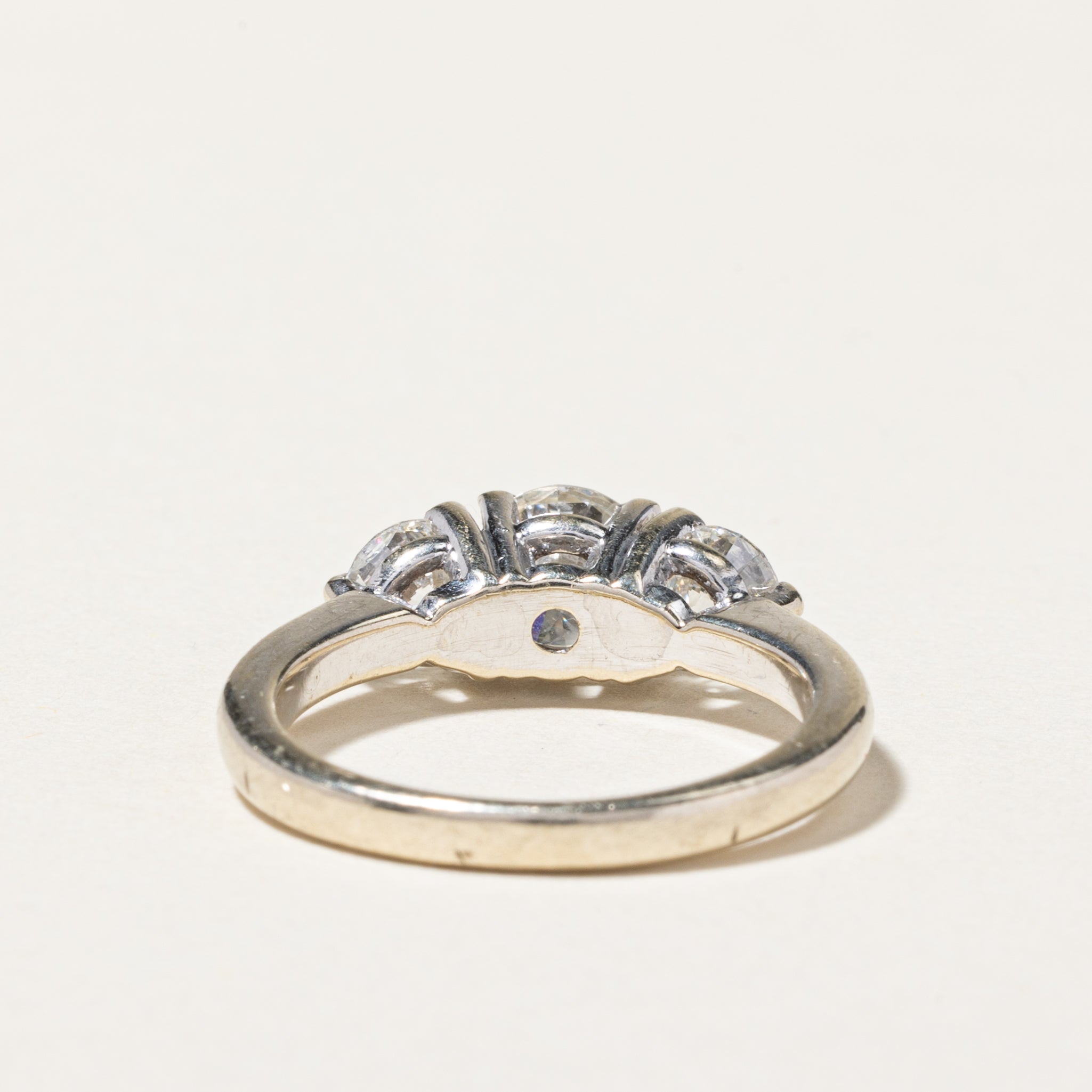 14K White Gold Three Stone Diamond Engagement Ring | 1.50ctw | SZ 5.75
