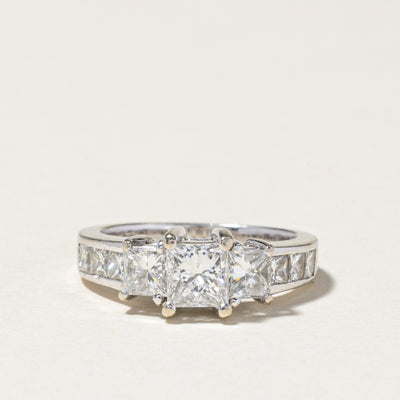 14K White Gold Princess Cut Diamond Engagement Ring | 1.50ctw | SZ 3.5