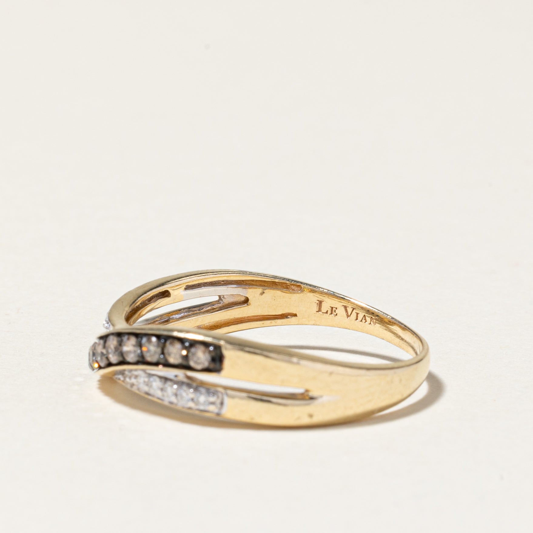 14K Yellow Gold Diamond Crossover Ring | 0.25ctw | SZ 7.5