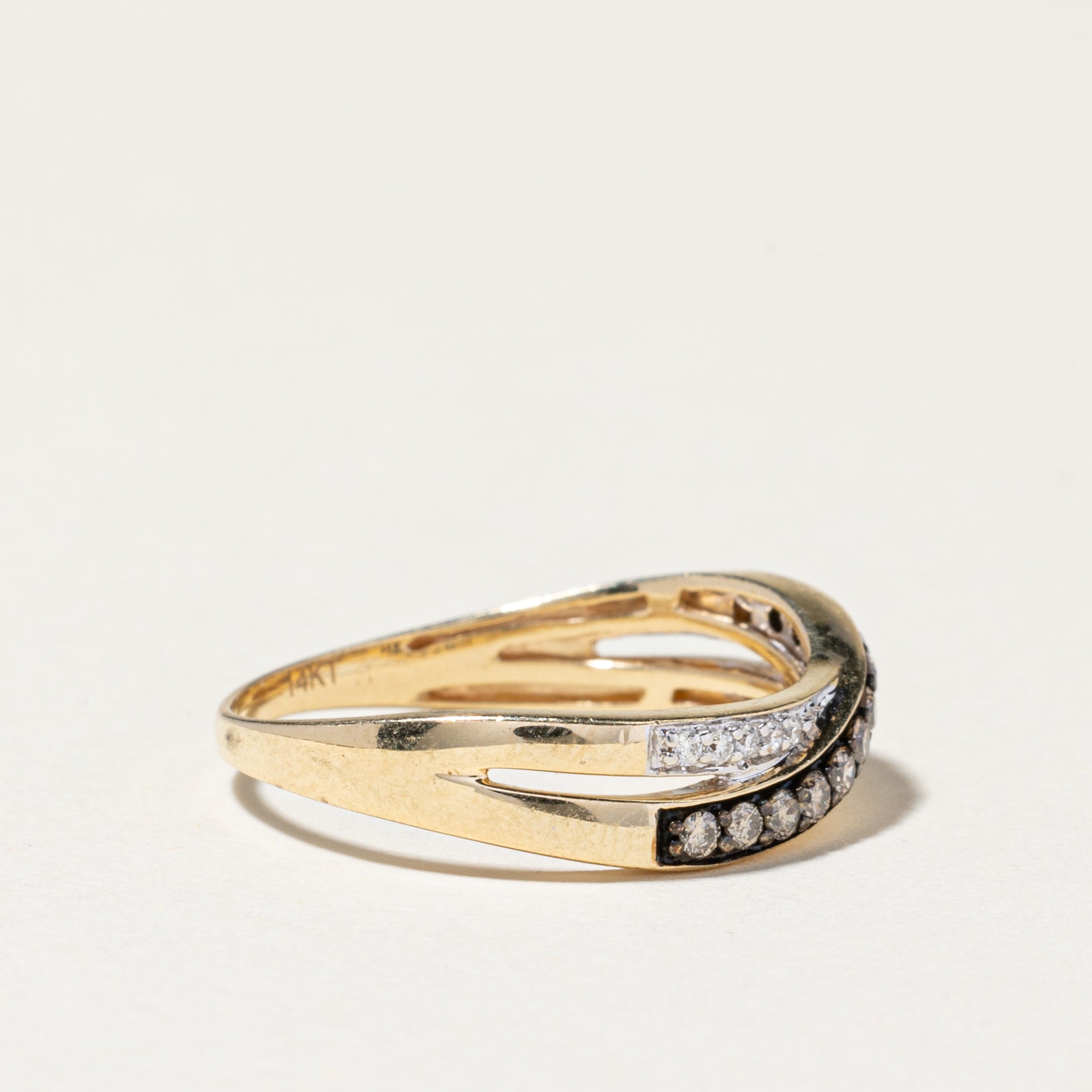 14K Yellow Gold Diamond Crossover Ring | 0.25ctw | SZ 7.5
