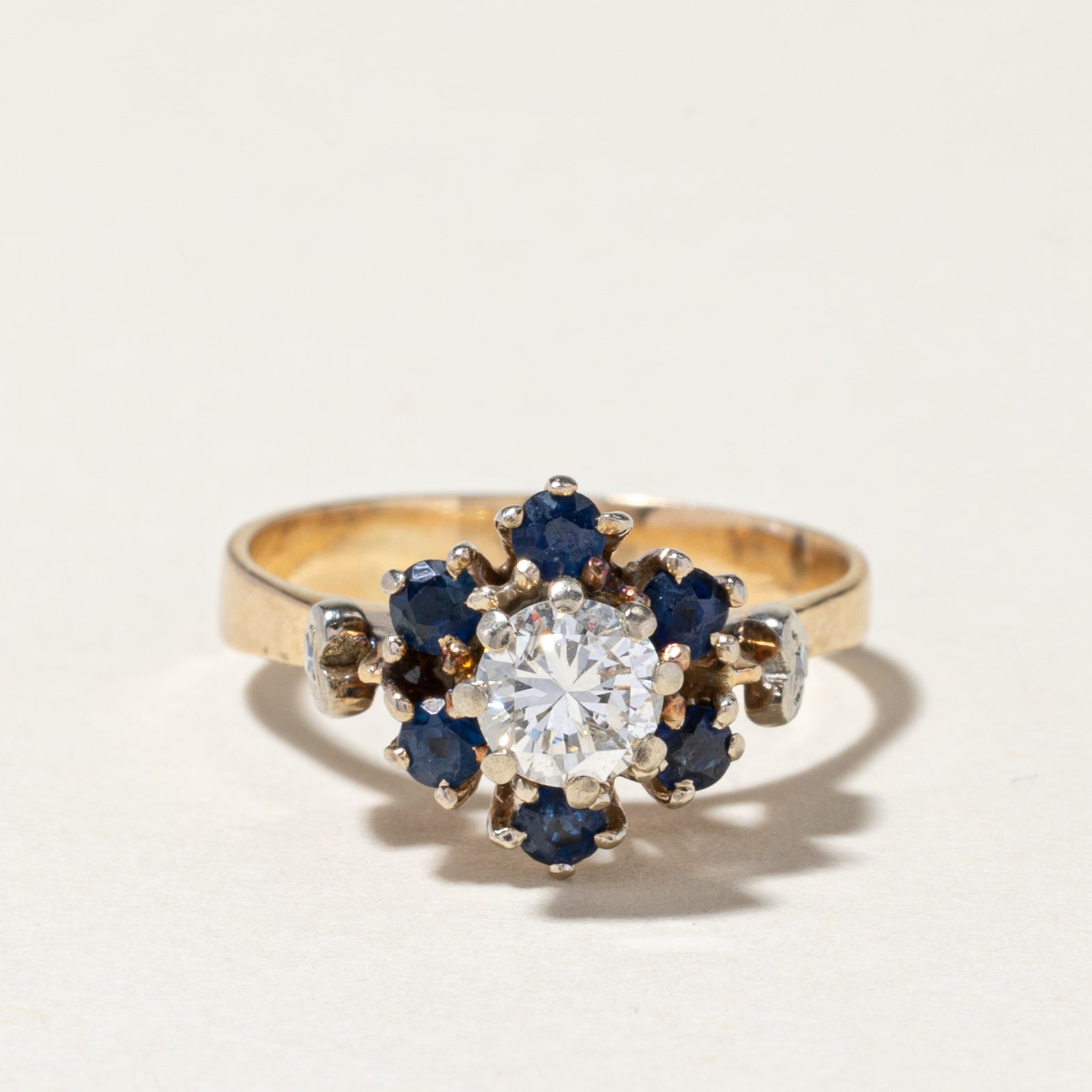 14k Yellow Gold Sapphire & Diamond Ring | 0.36ct, 0.43ctw | SZ 5.5