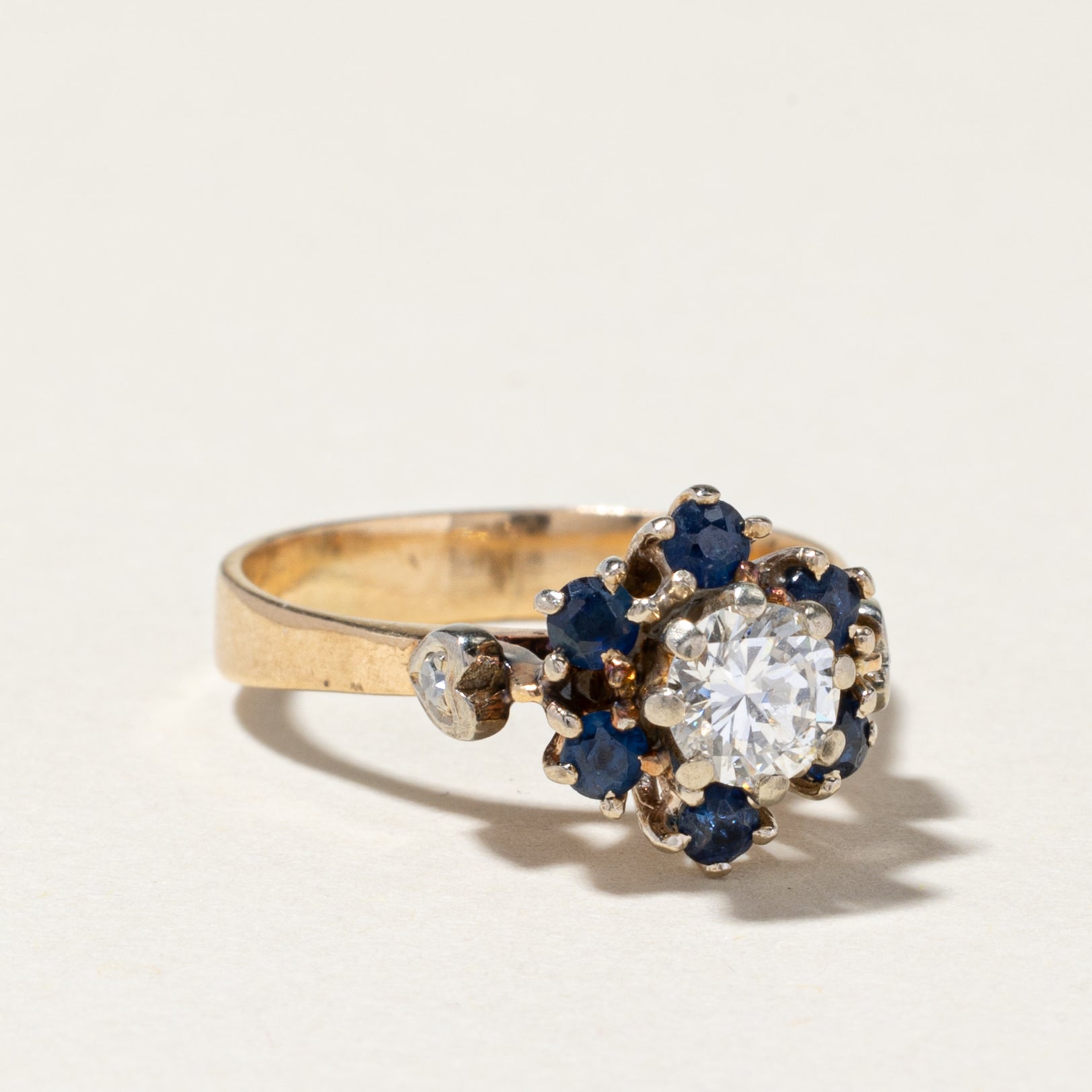 14k Yellow Gold Sapphire & Diamond Ring | 0.36ct, 0.43ctw | SZ 5.5