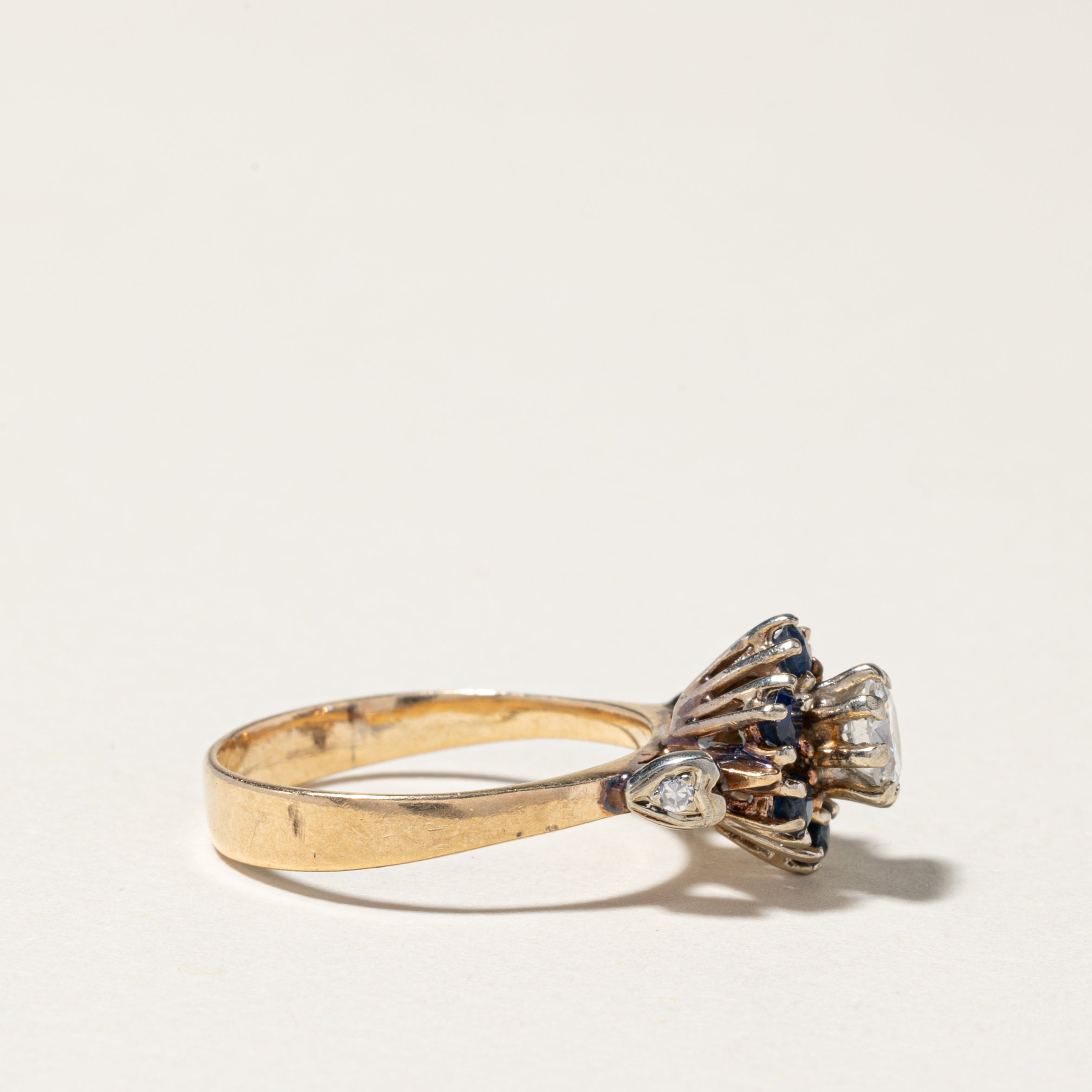 14k Yellow Gold Sapphire & Diamond Ring | 0.36ct, 0.43ctw | SZ 5.5