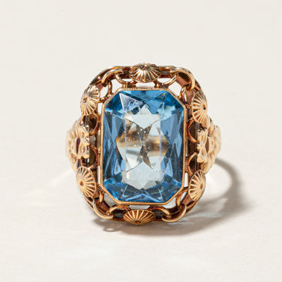 Scissor Cut Blue Glass Ornate Ring | 7.00ct| SZ 9 |