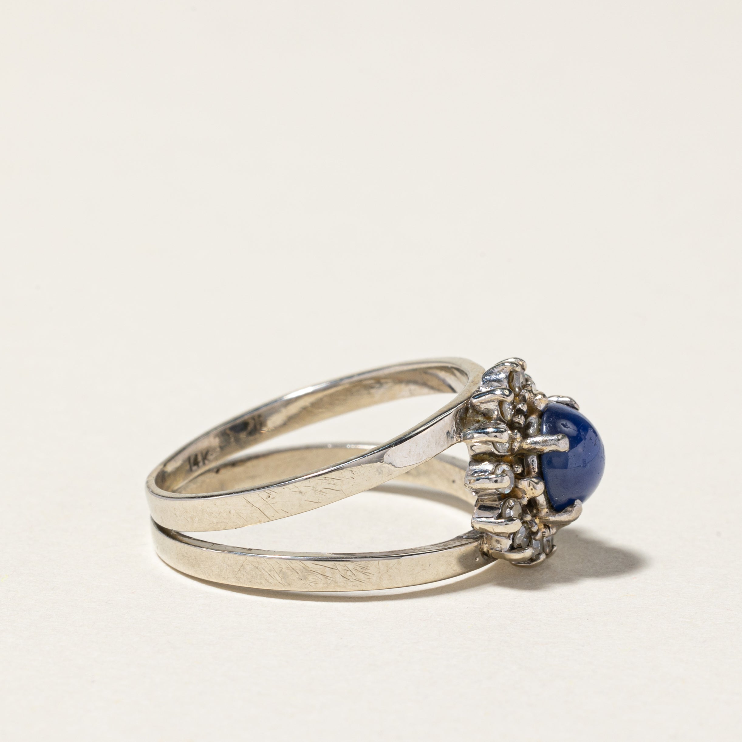 Synthetic Star Sapphire & Natural Diamond Ring | 1.00ct, 0.16ctw | SZ 7.5