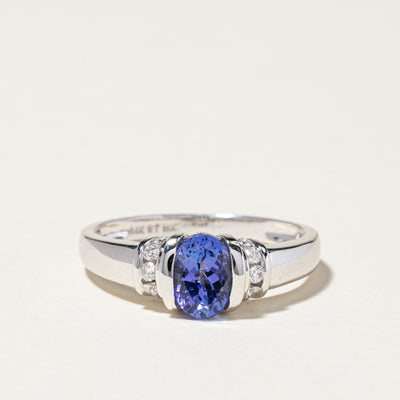 14K White Gold Tanzanite & Diamond Ring | 1.39ct, 0.25ctw | SZ 10