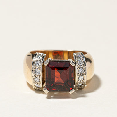 14K Yellow Gold Garnet & Diamond Cocktail Ring | 4.47ct, 0.31ctw | SZ 7.75