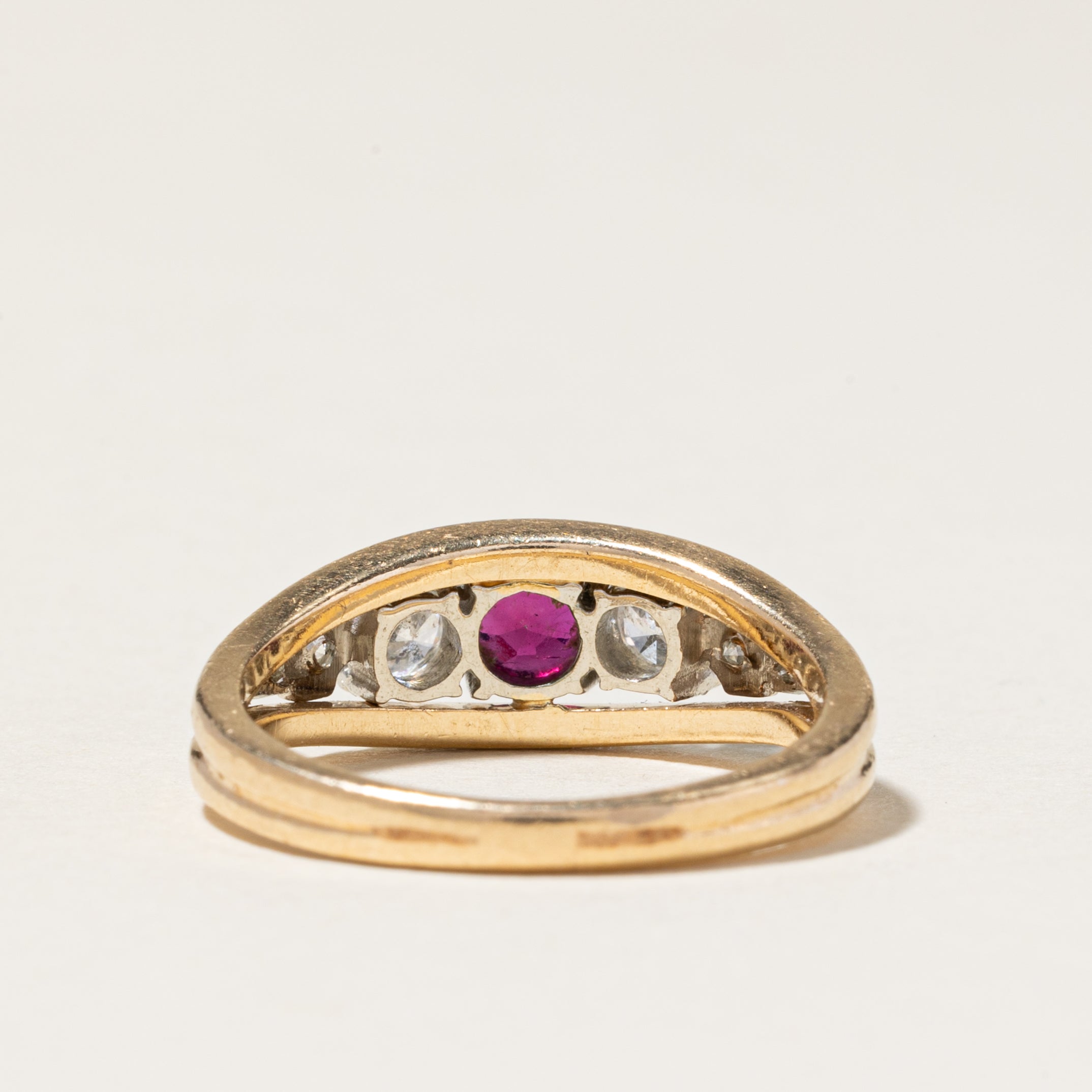 14K Yellow Gold Ruby & Diamond Tapered Ring | 0.53ctw, 0.50ctw | SZ 6.5