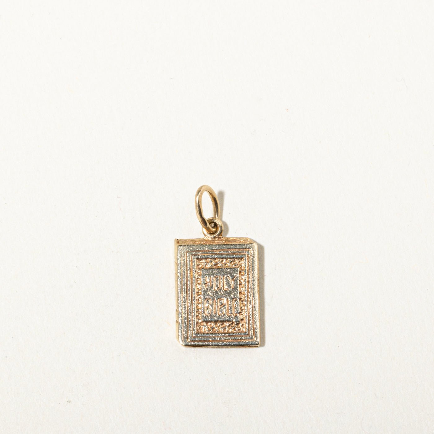 10k Yellow Gold Embossed Holy Bible Charm