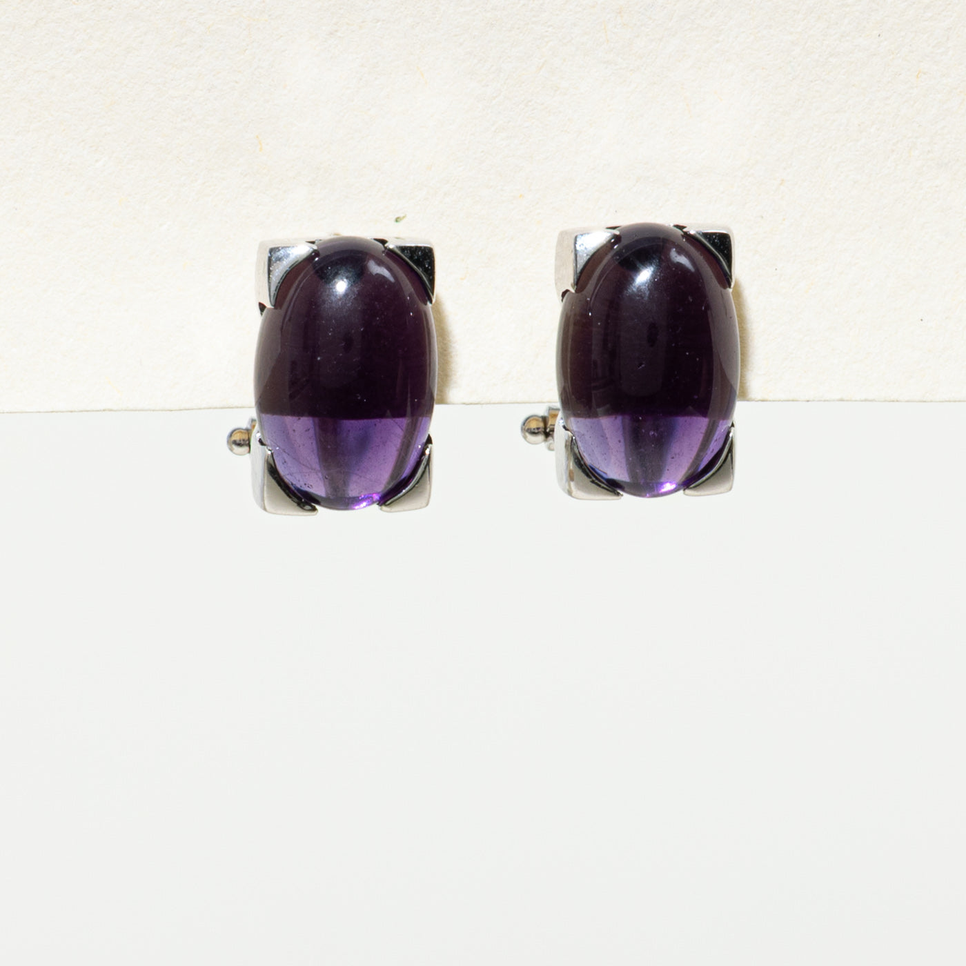 18k Cabochon Amethyst Stud Earrings | 6.20ctw