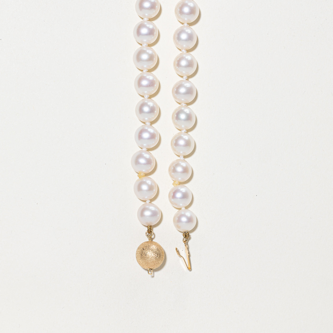 14K Round Cut Cultured Pearl Strand Necklace | 18"