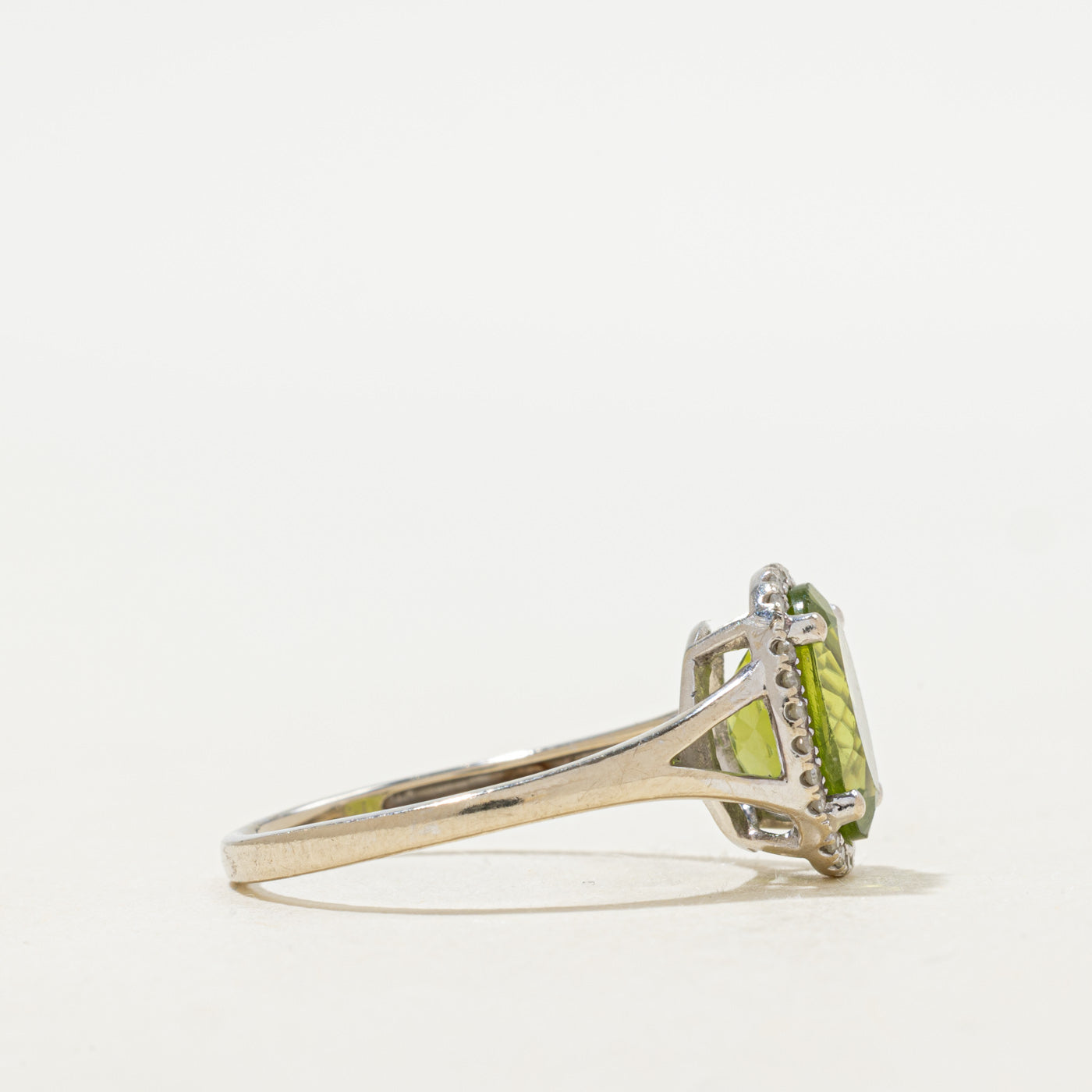 Peridot & Diamond Halo Ring | 2.50ct, 0.10ctw | SZ 7.75