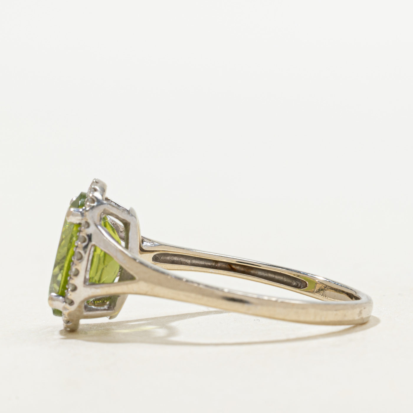 Peridot & Diamond Halo Ring | 2.50ct, 0.10ctw | SZ 7.75