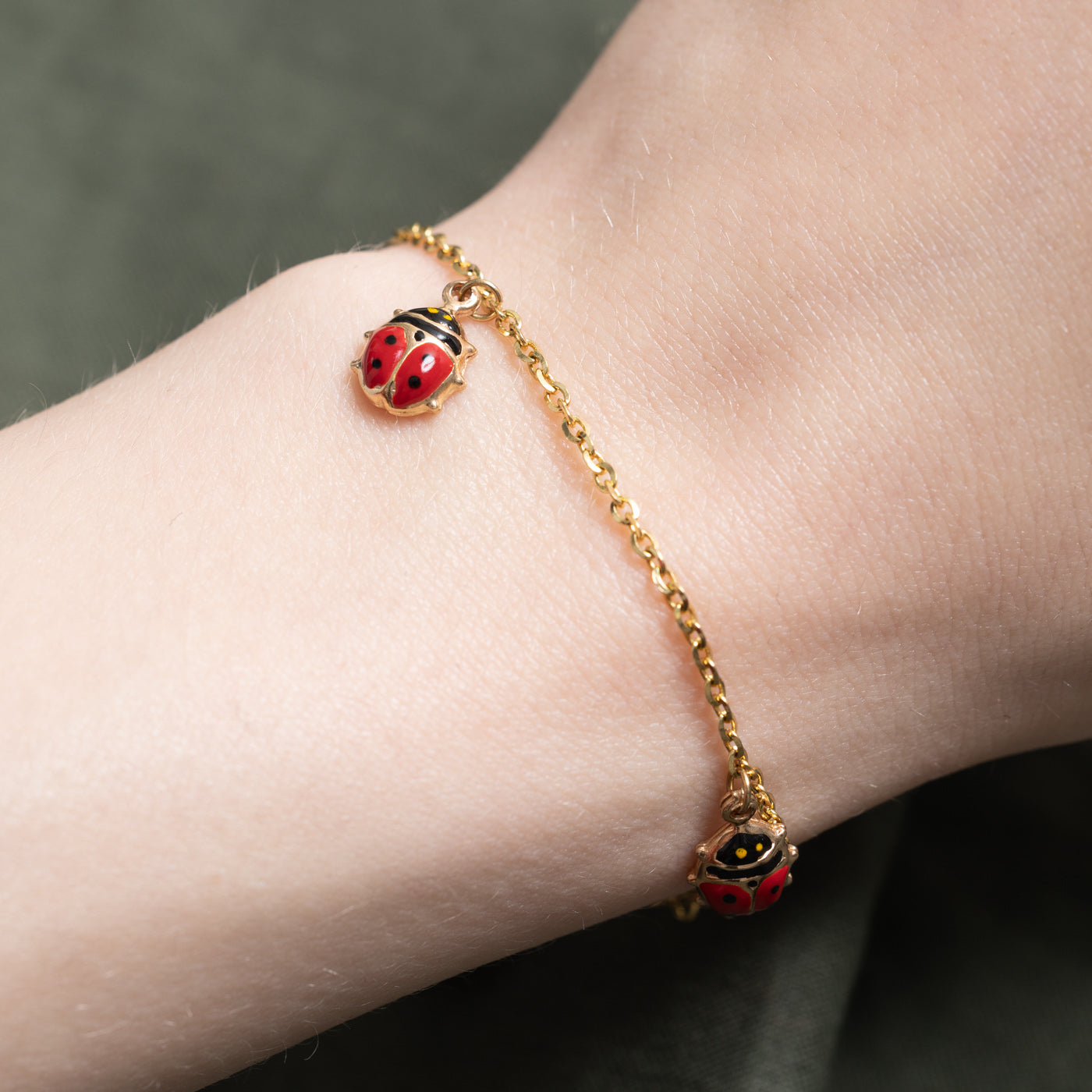 14k Ladybug Charm Bracelet | 7"