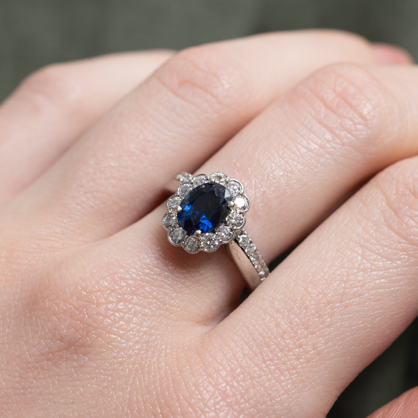 18K/19K Sapphire & Diamond Halo Soldered Ring | 1.75ct, 0.75ctw | SZ 6.25