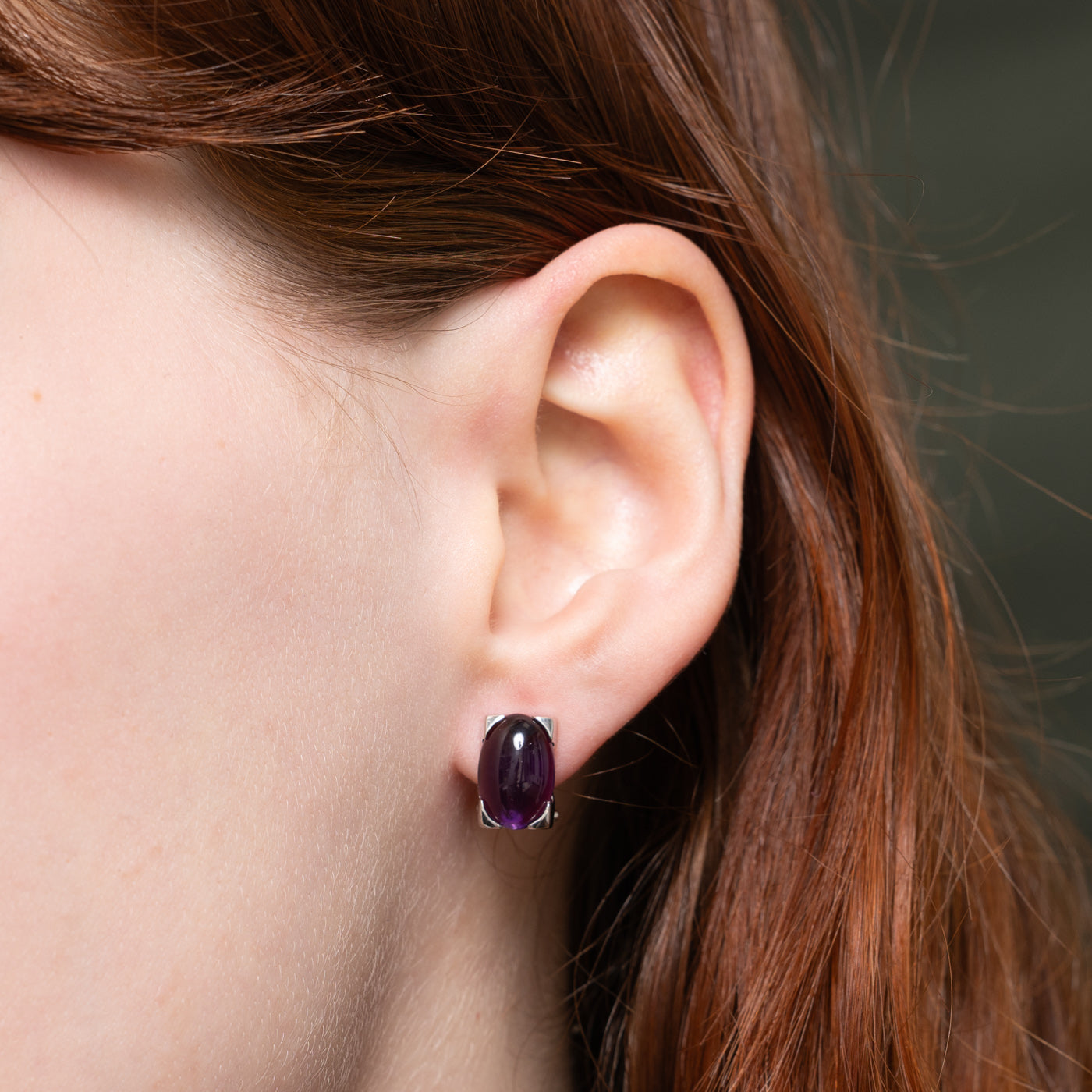 18k Cabochon Amethyst Stud Earrings | 6.20ctw