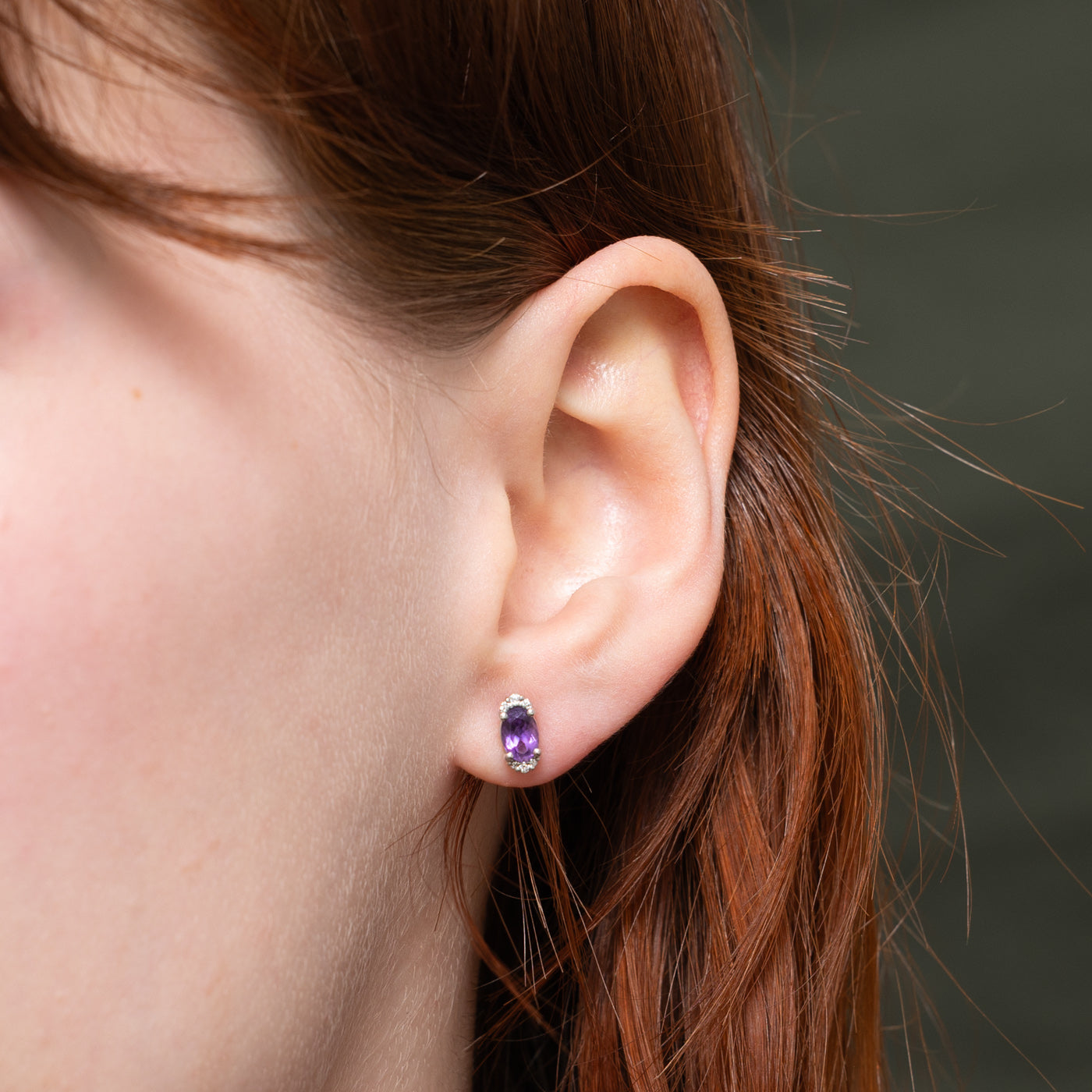 10K Amethyst & Diamond Accented Stud Earrings | 0.60ctw, 0.04ctw