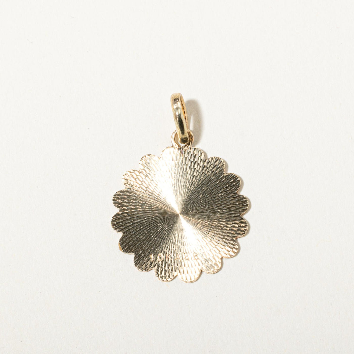 10k Yellow Gold Diamond-Cut Aries Zodiac Circle Pendant