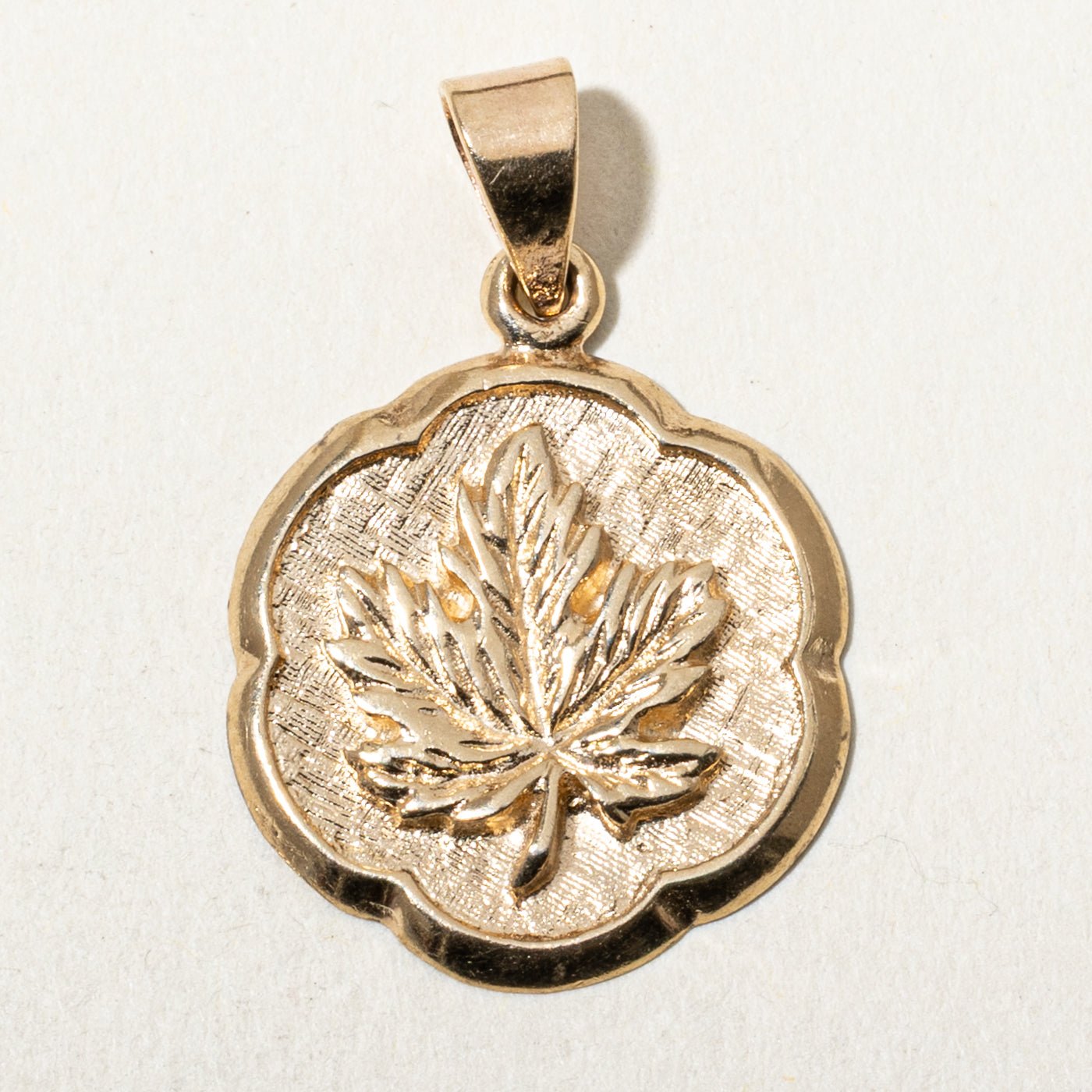 10k Yellow Gold Embossed Maple Leaf Pendant