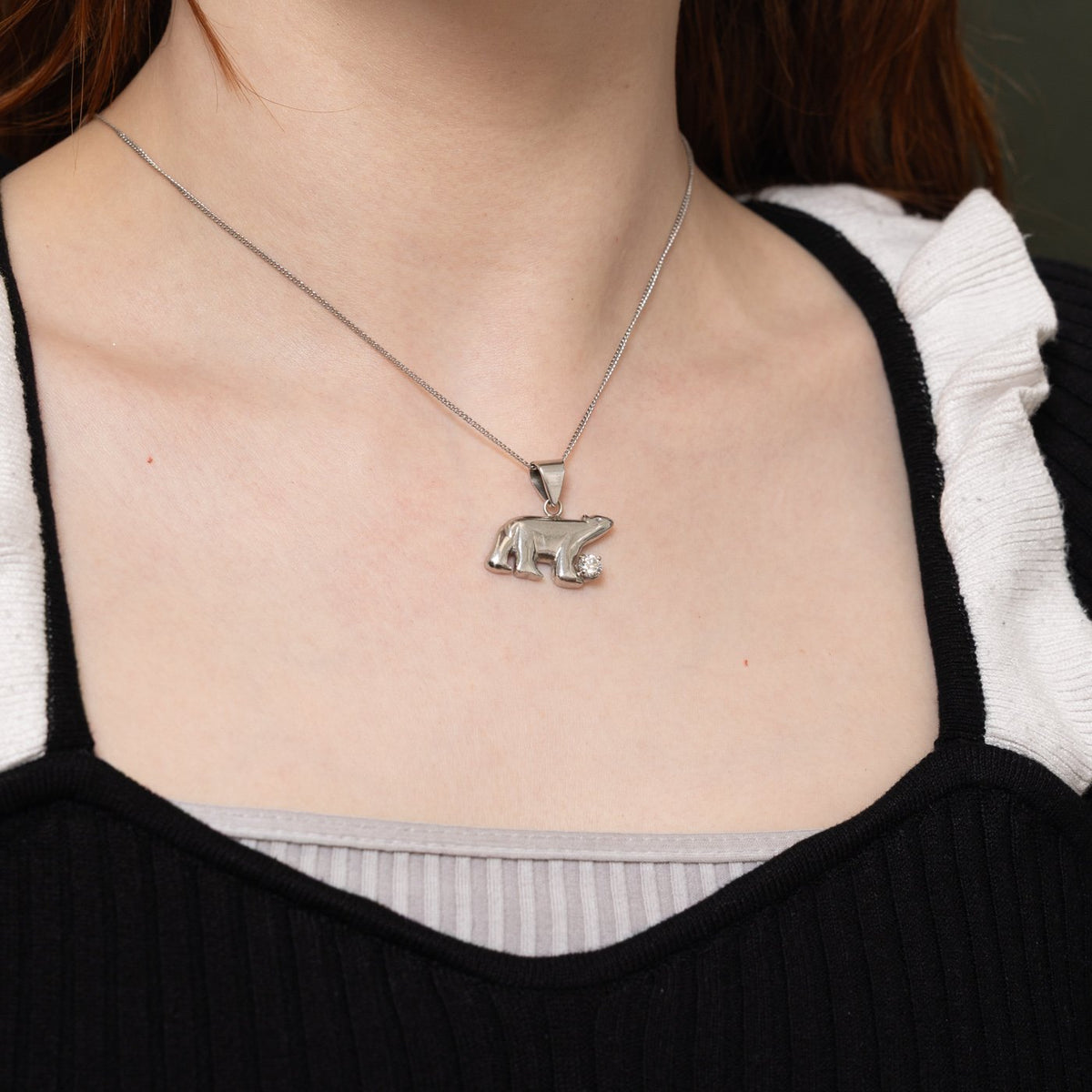 14k Canadian Diamond Polar Bear Pendant | 0.39ct SI1 H