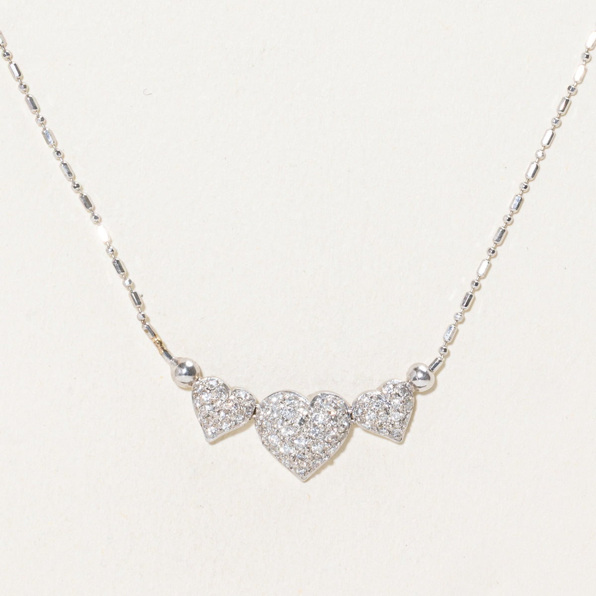 Italian Pave Set Diamond Heart Pendant Necklace | 16"
