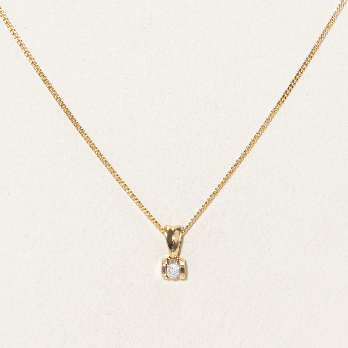 14k Tension Set Diamond Pendant Necklace | 17"