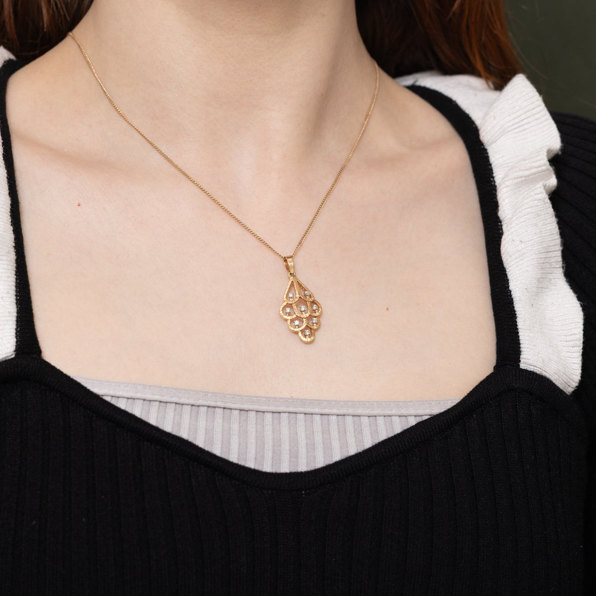 14k Scattered Diamond Chandelier Pendant | 0.23ctw