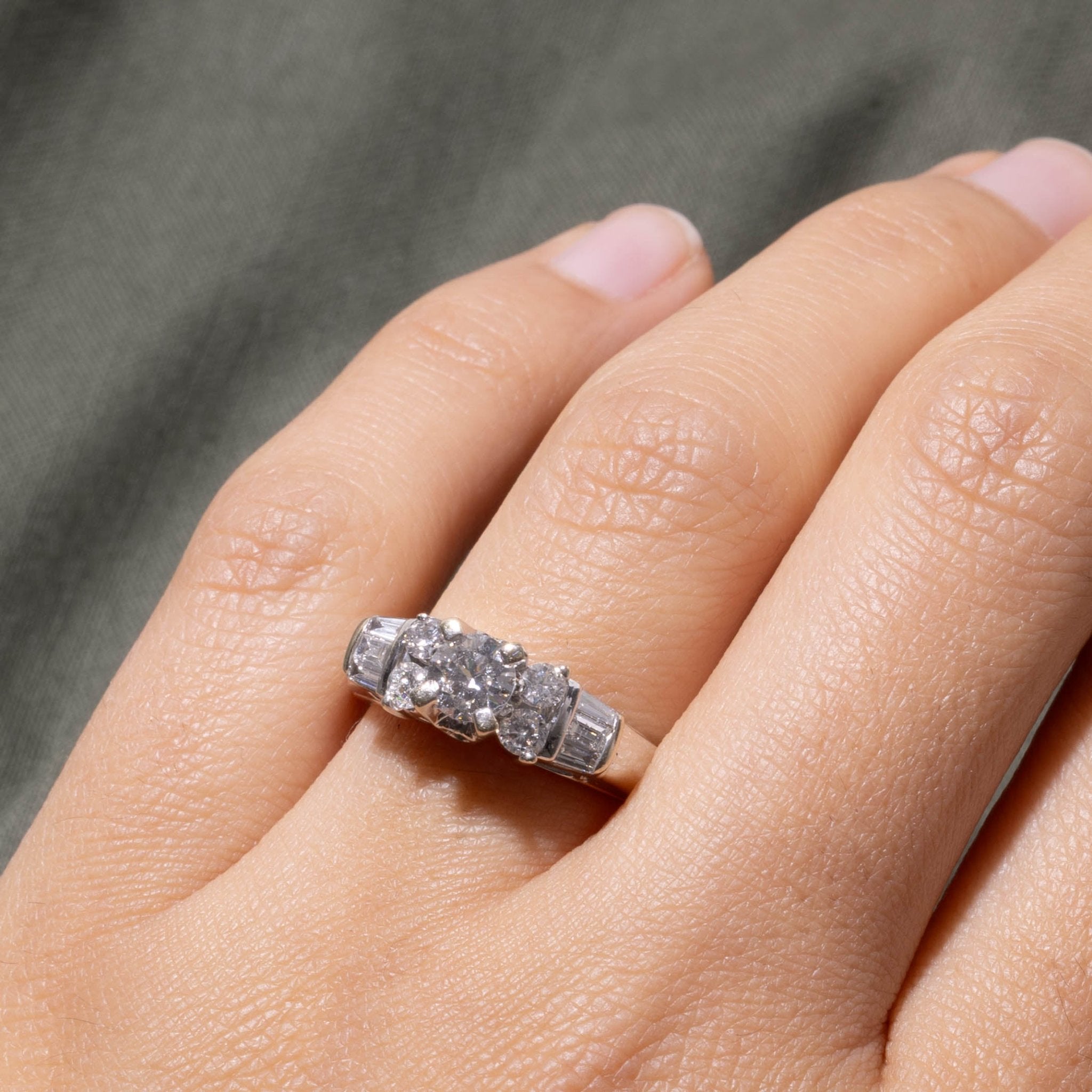 14k Channel Set Diamond Shouldered Cluster Ring | 0.98ctw | SZ 7