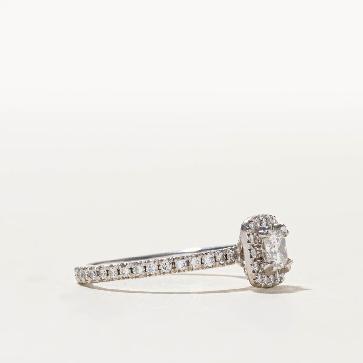 18k Pave Set Diamond Halo Engagement Ring | 0.61ctw | SZ 7