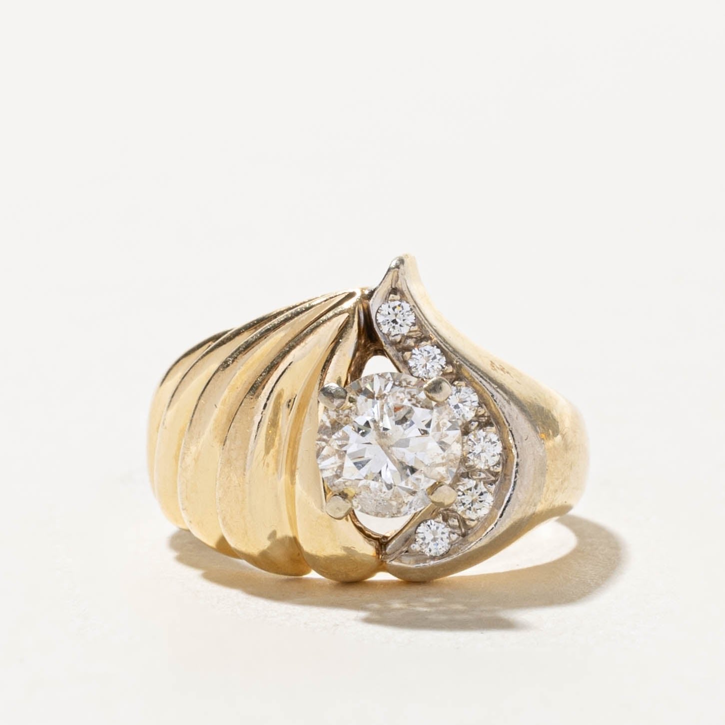 14k Diamond Waterfall Croissant Style Cocktail Ring | 1.07ctw | SZ 6.75