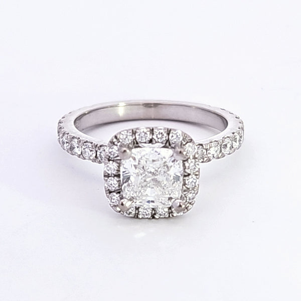 Cushion GIA Diamond Halo Engagement Ring | 1.62ctw | SZ 5 |
